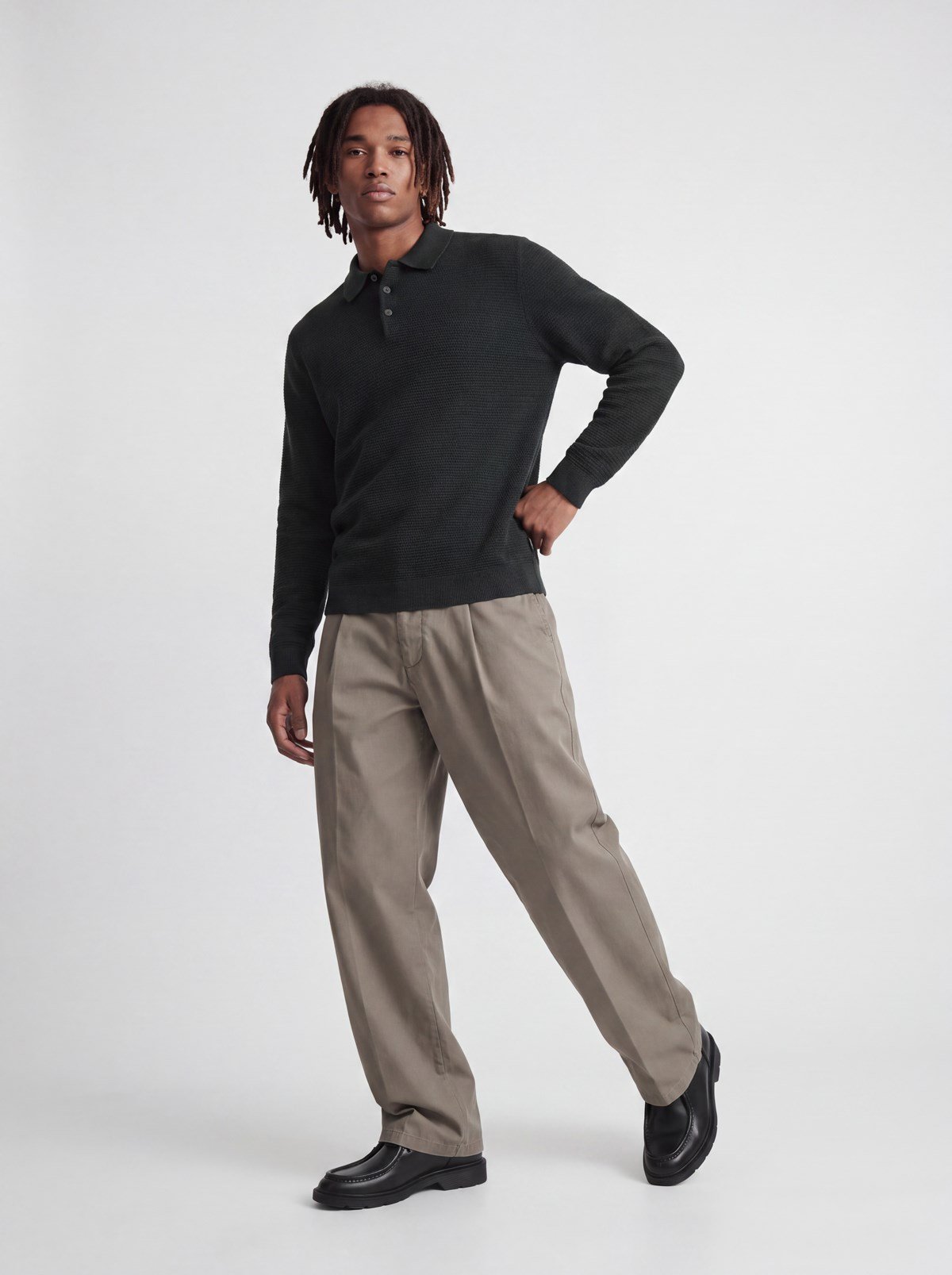 JPRBLURILEY KNIT POLO LS Scarab