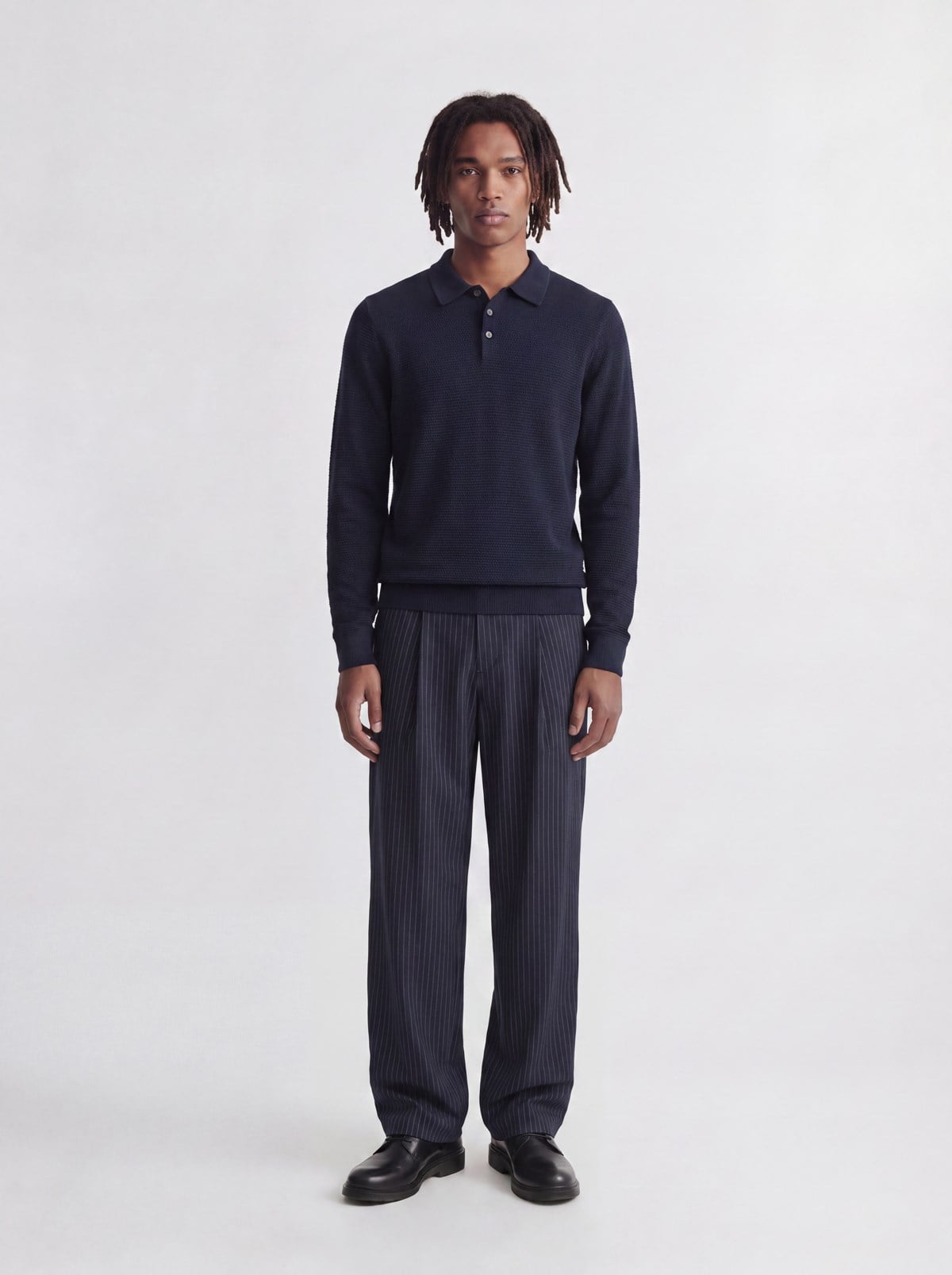 JPRBLURILEY KNIT POLO LS Sky Captain