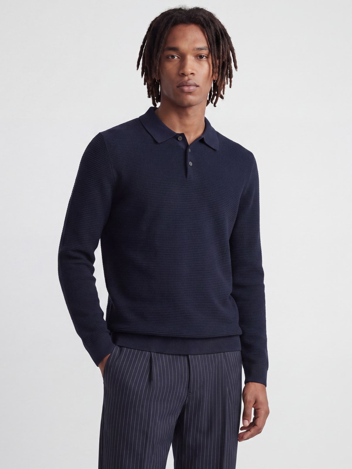 JPRBLURILEY KNIT POLO LS Sky Captain
