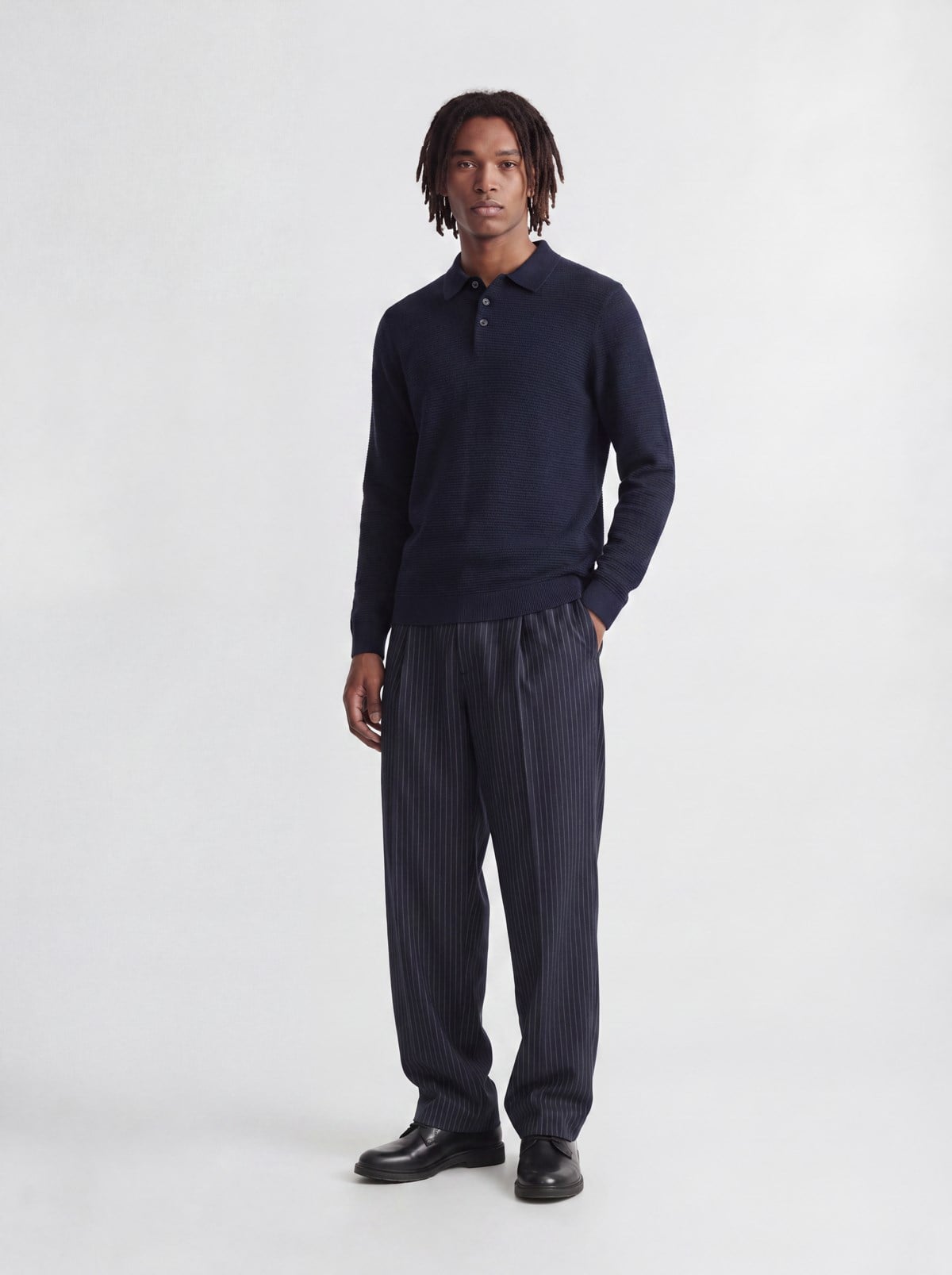 JPRBLURILEY KNIT POLO LS Sky Captain