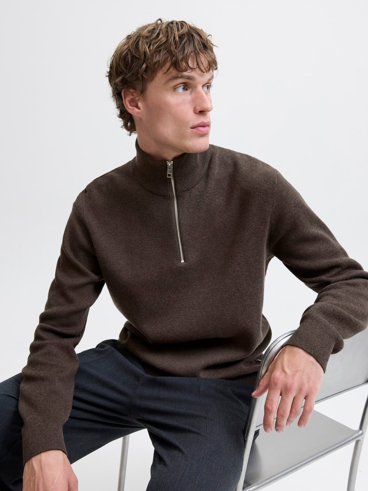 JPRMILANO STITCH KNIT HALF ZIP SN Delicioso