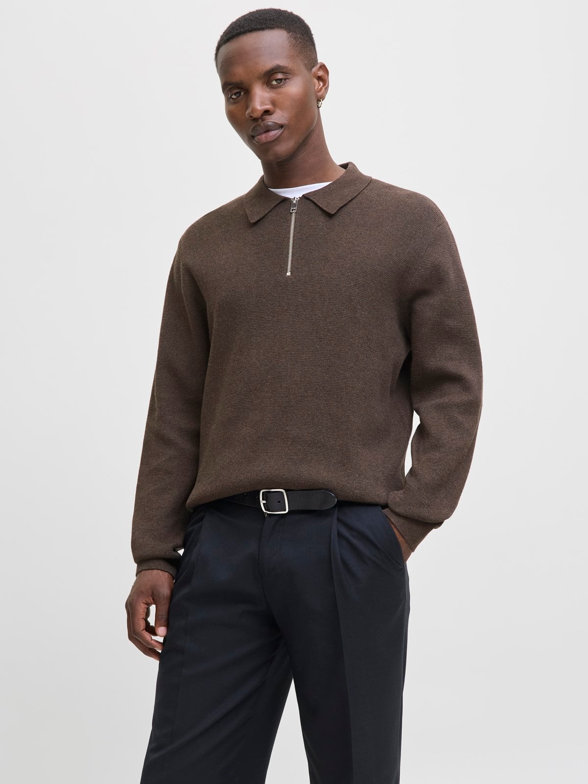 JPRMILANO STITCH KNIT ZIP POLO SN Delicioso