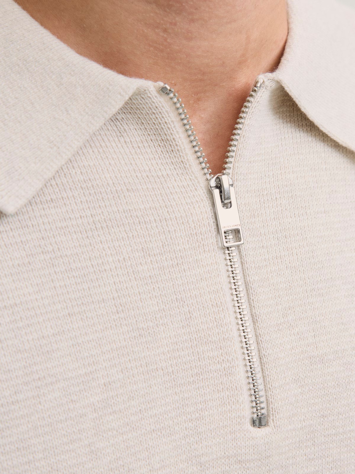 JPRMILANO STITCH KNIT ZIP POLO SN Cloud Dancer