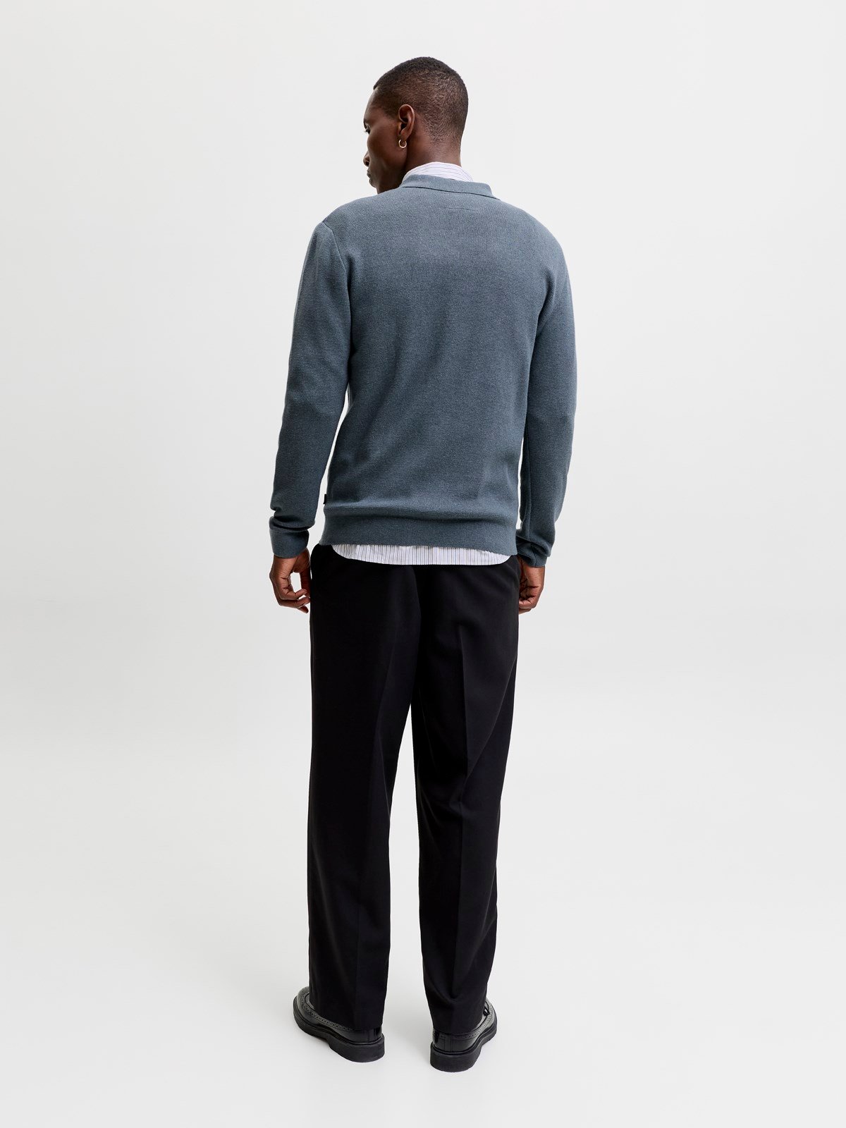 JPRMILANO STITCH KNIT ZIP POLO SN Turbulence