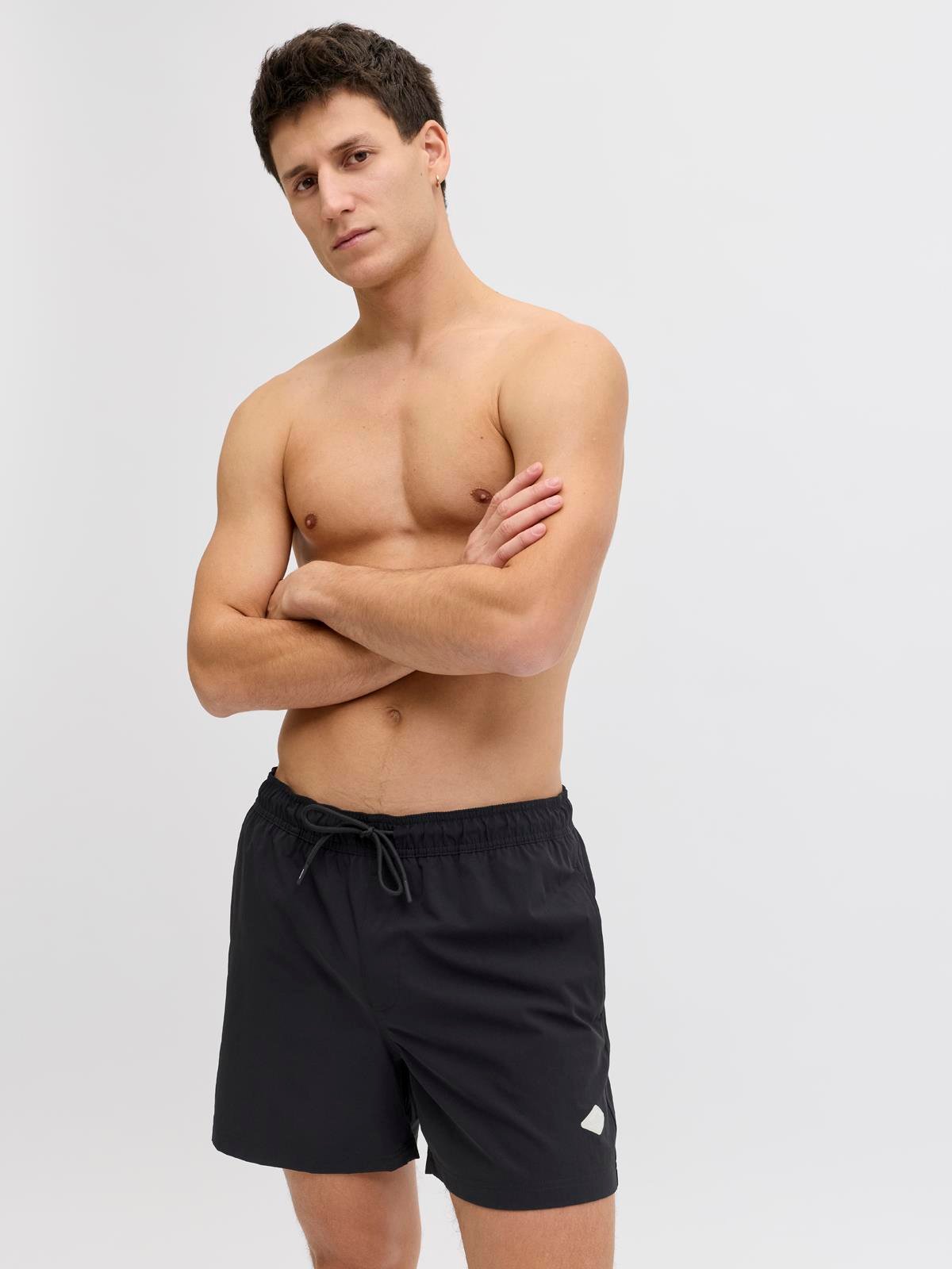 JPSTMAUI TROPIC SOLID SWIM SHORTS REG SN Black