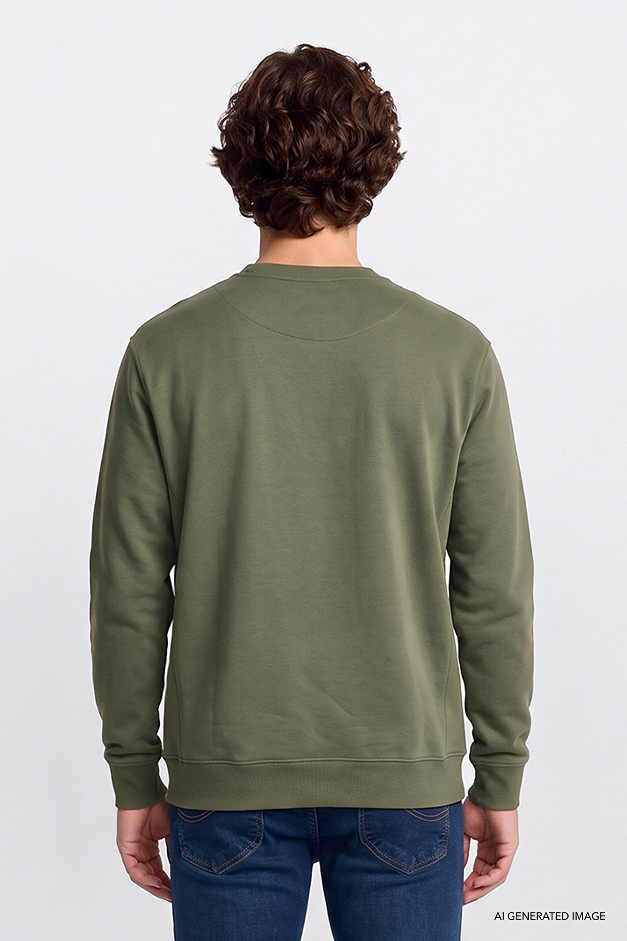 Bisiklet Yaka Sweatshirt Olive