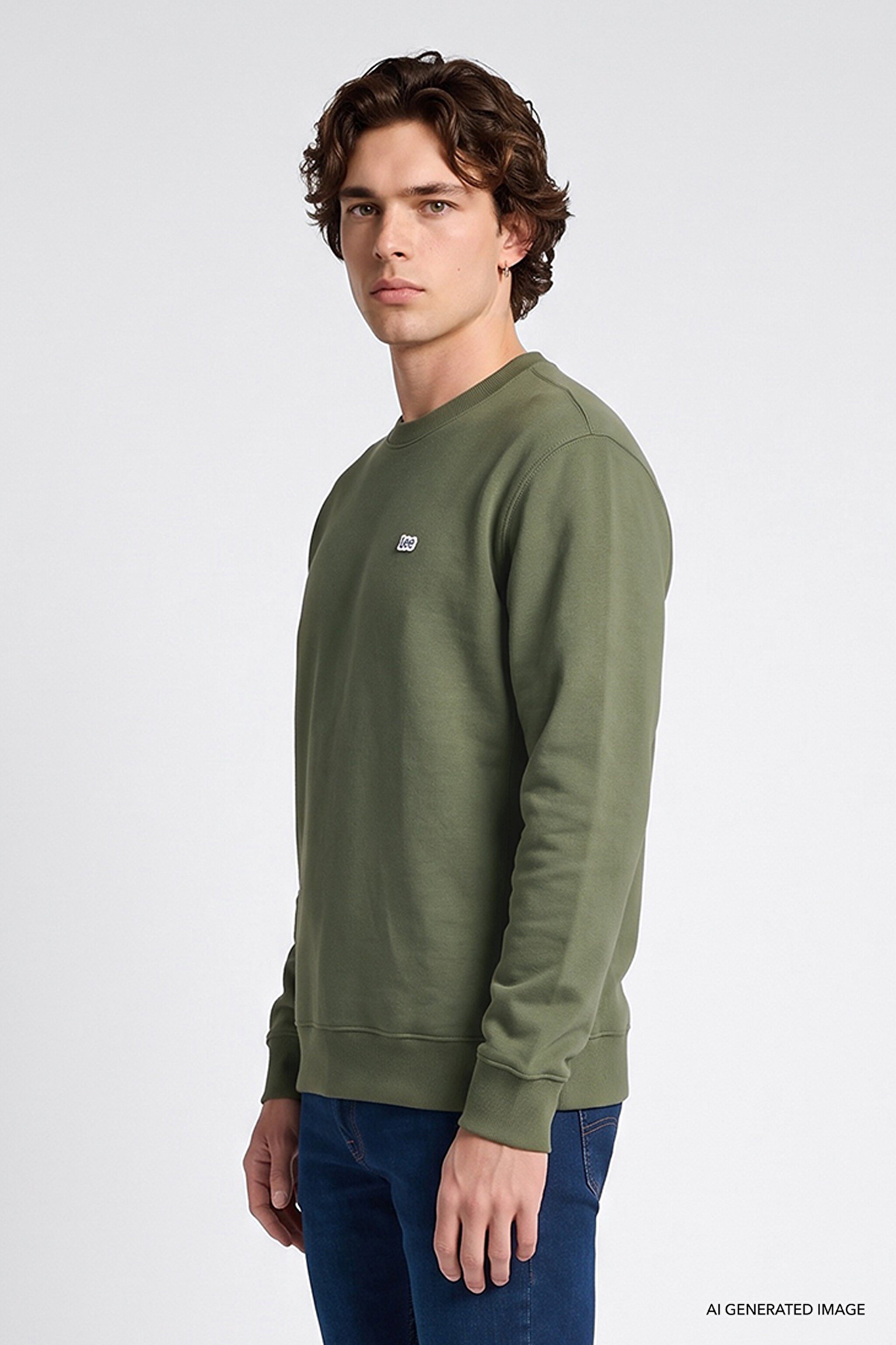 Bisiklet Yaka Sweatshirt Olive