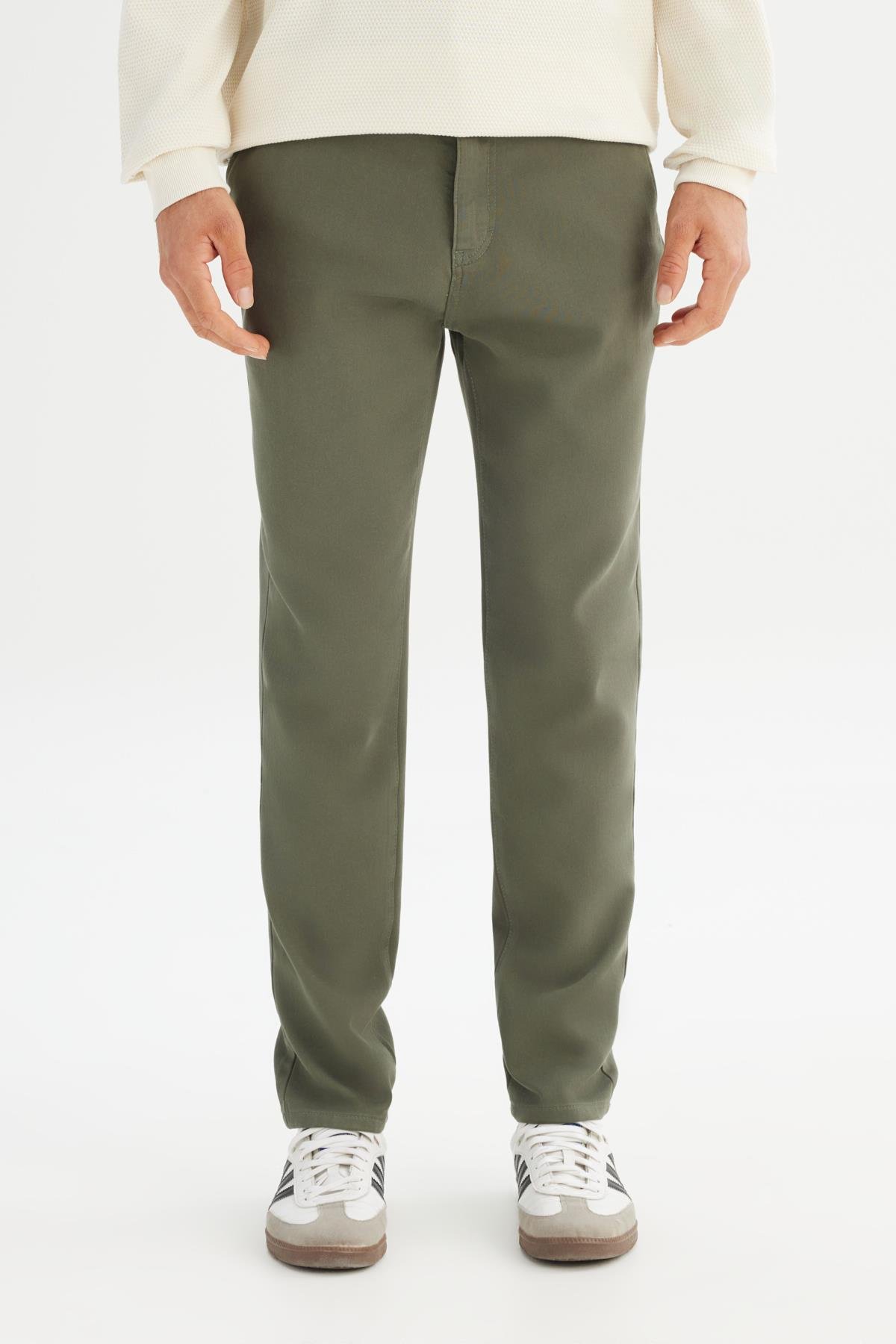 Erkek Örme Chino Pantolon Khaki