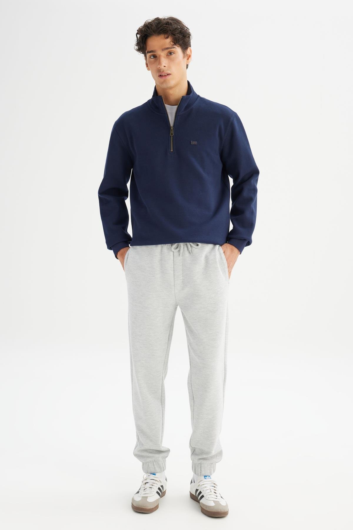 Erkek Pike Interlock Half Zip Sweatshirt DarKNavy