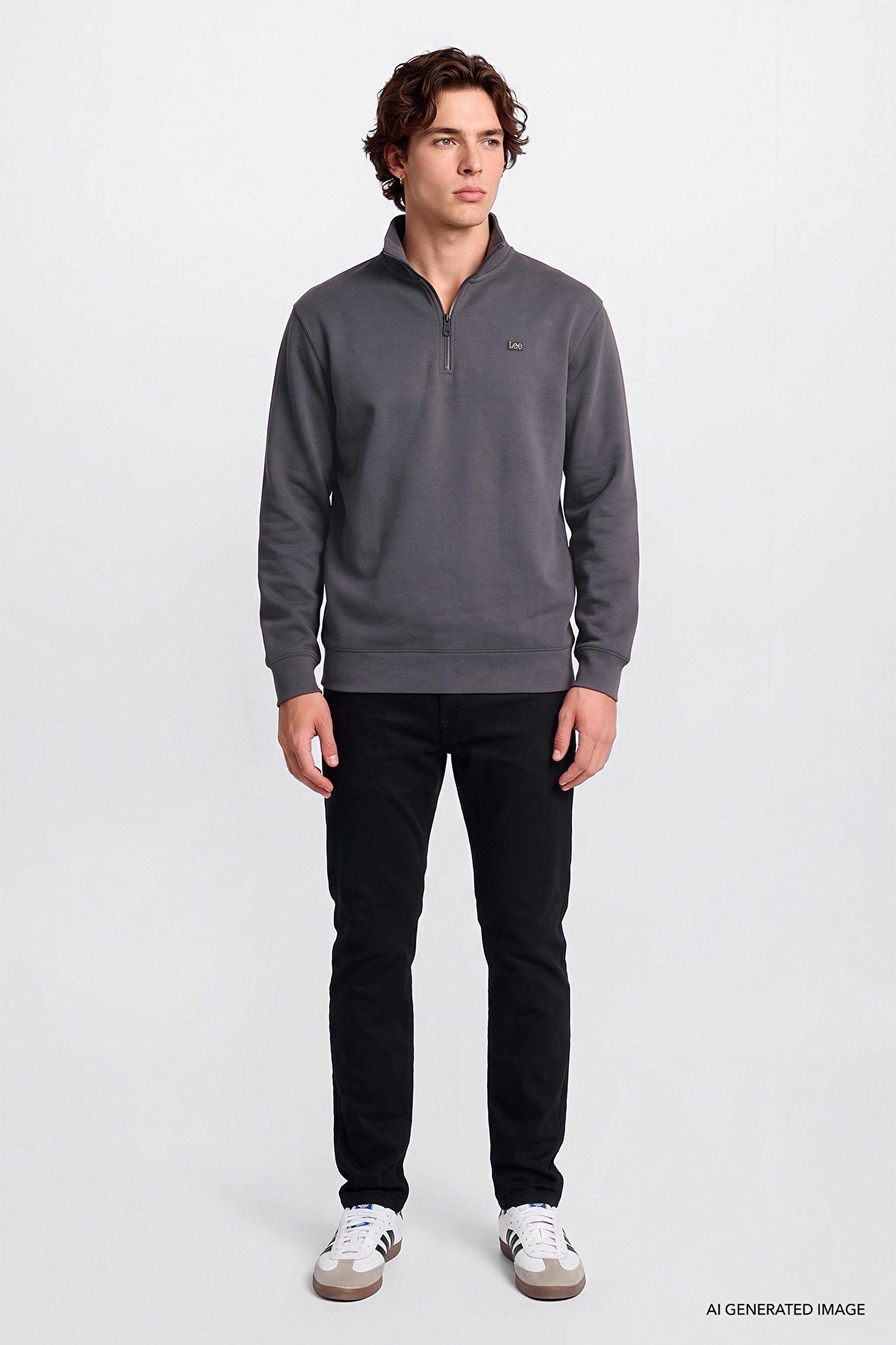 Erkek Pike Interlock Half Zip Sweatshirt Anthracita
