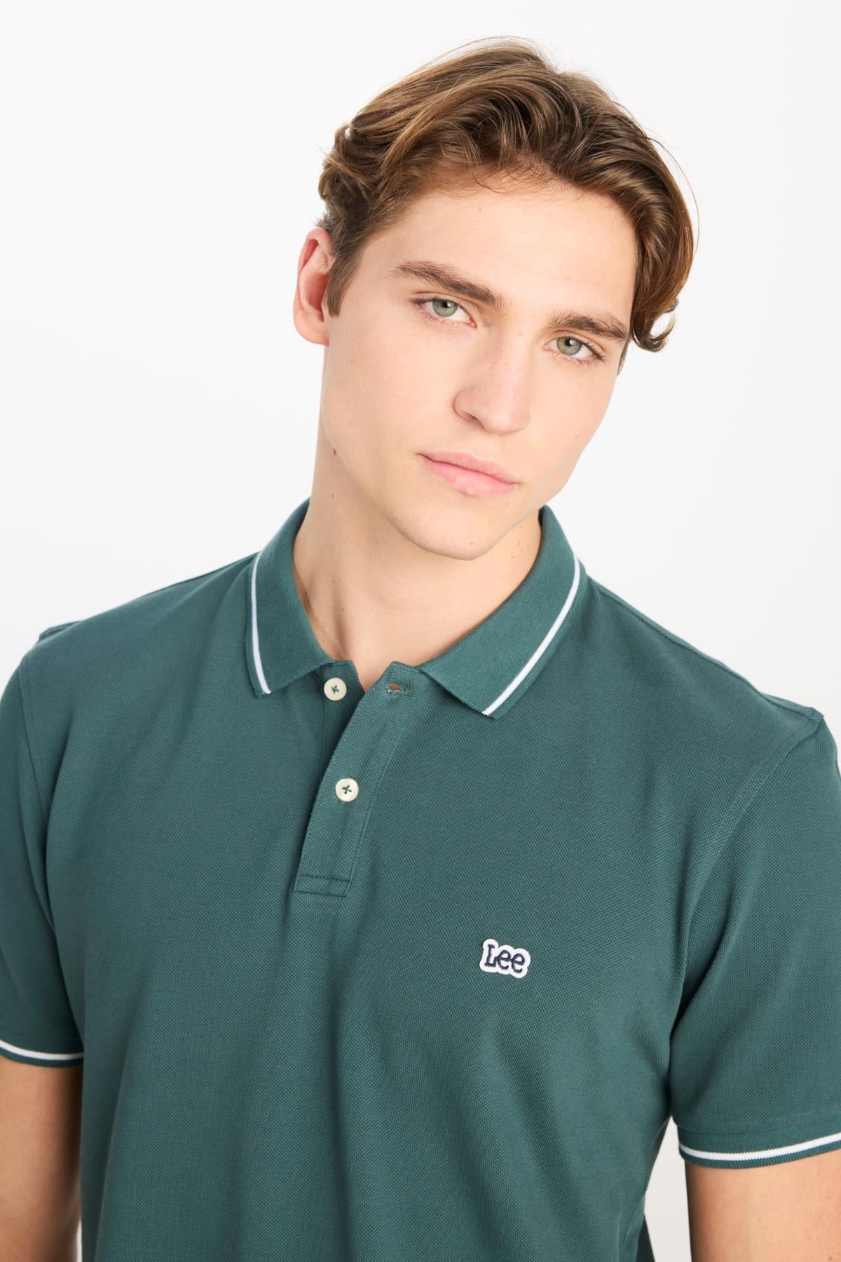 Erkek Regular Fit Polo T-shirt Evergreen