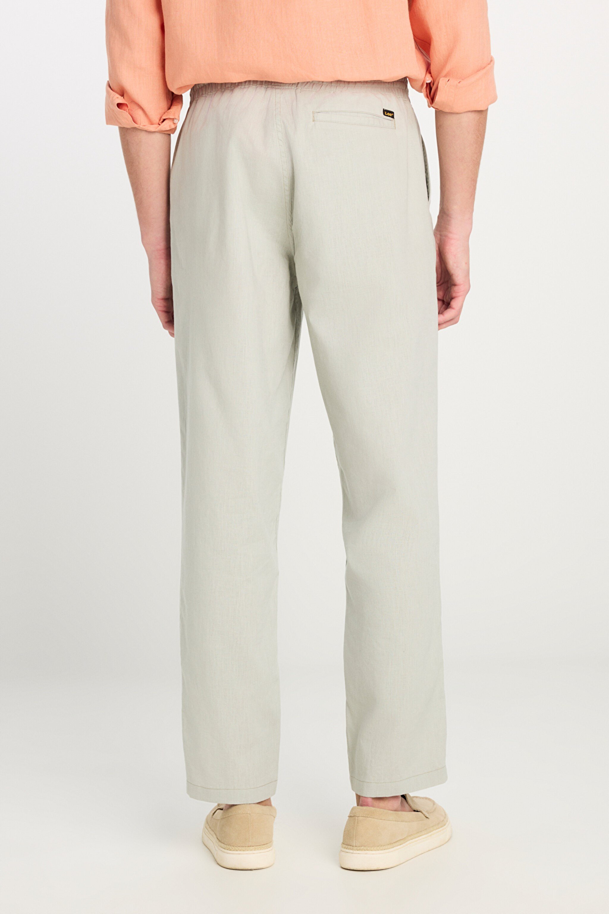 Keten Karışımlı Beli Lastikli Pantolon Grey
