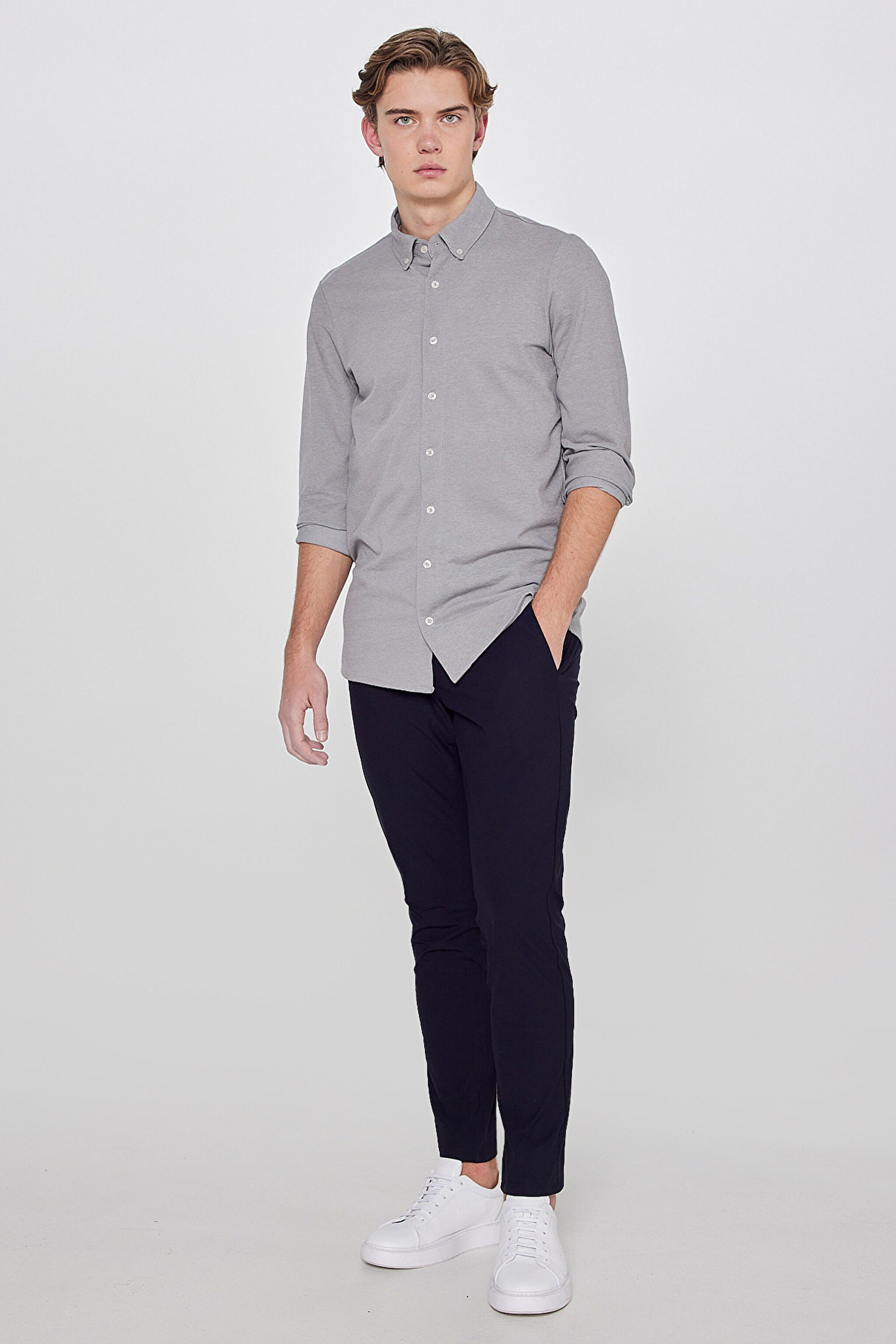 Yan Cep Casual Pantolon Navy