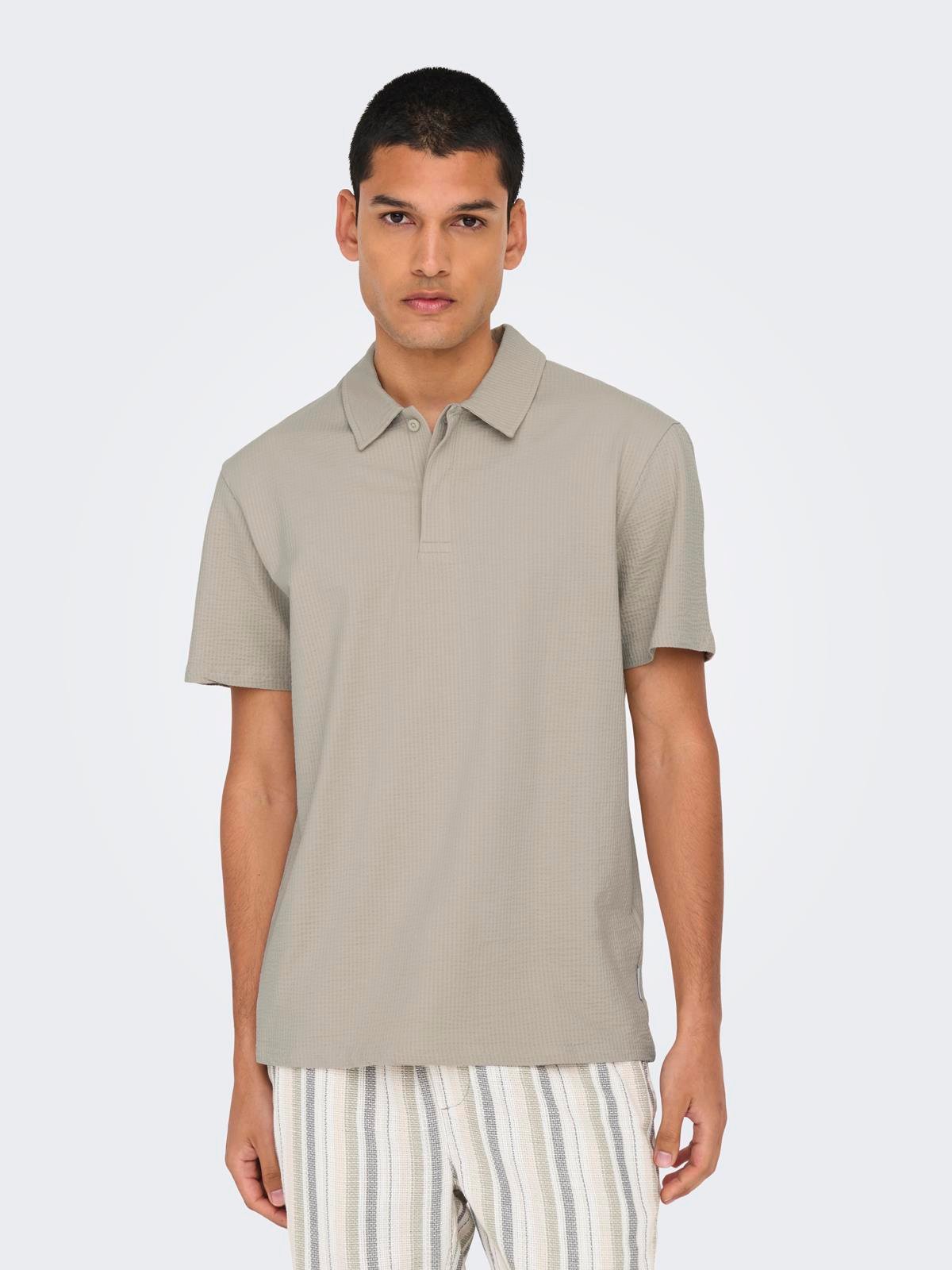 ONSKIAN LIFE REG SEERSUCKER SS POLO Silver Lining