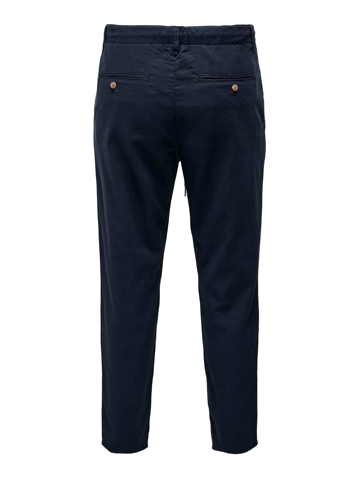 ONSLEO CROP LINEN MIX 0048 PANT DARK NAVY