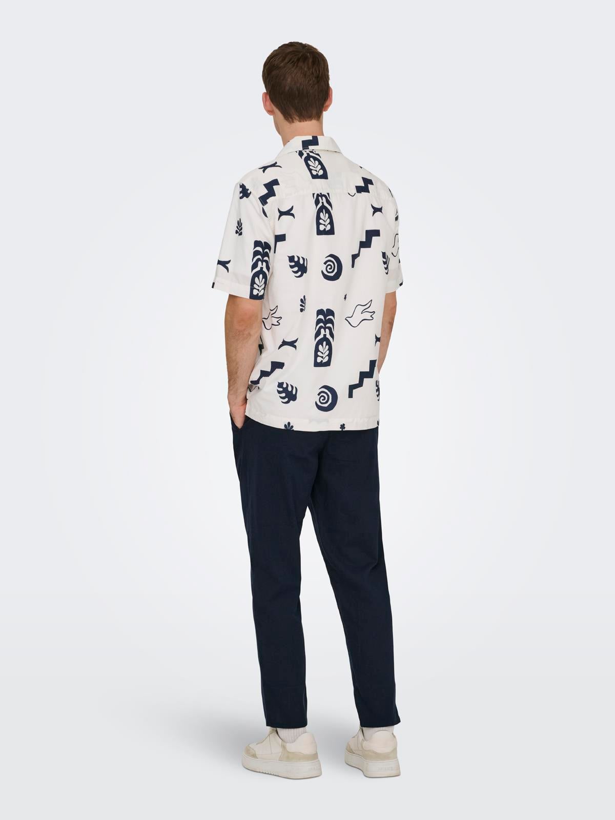 ONSLEO CROP LINEN MIX 0048 PANT DARK NAVY