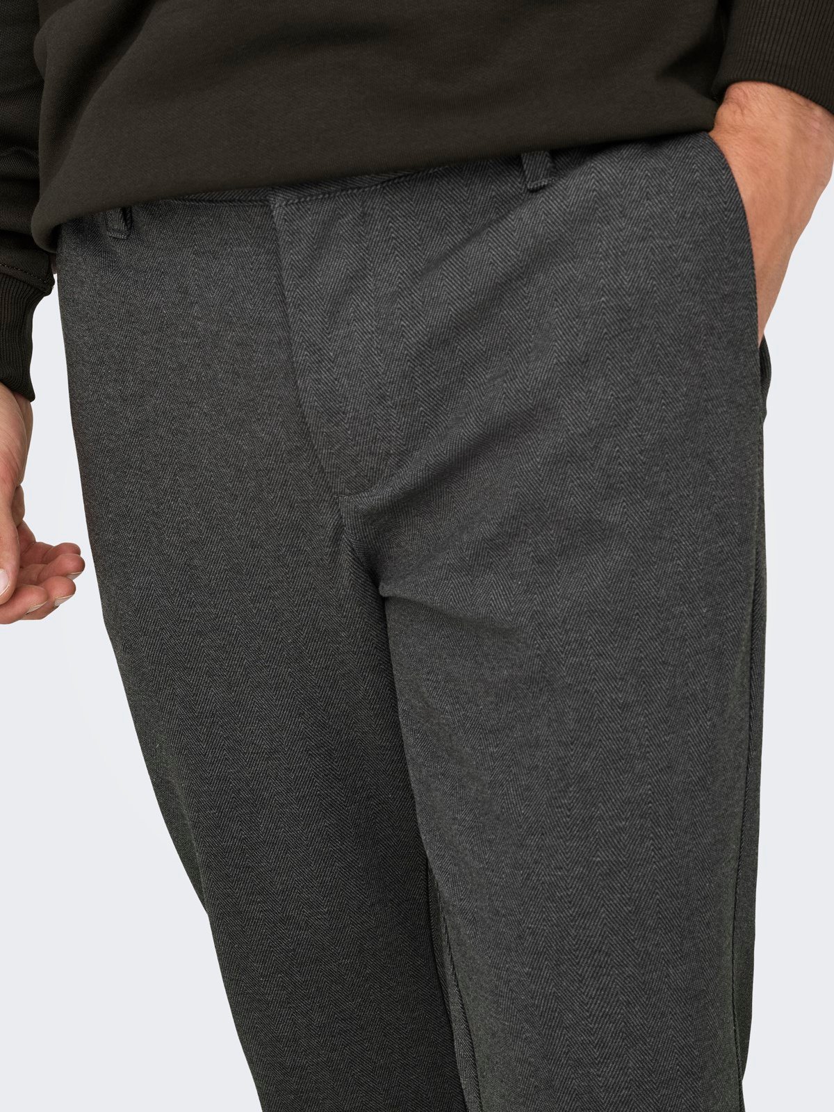 ONSMARK SLIM HERRINGBONE 2911 PANT NOOS Black