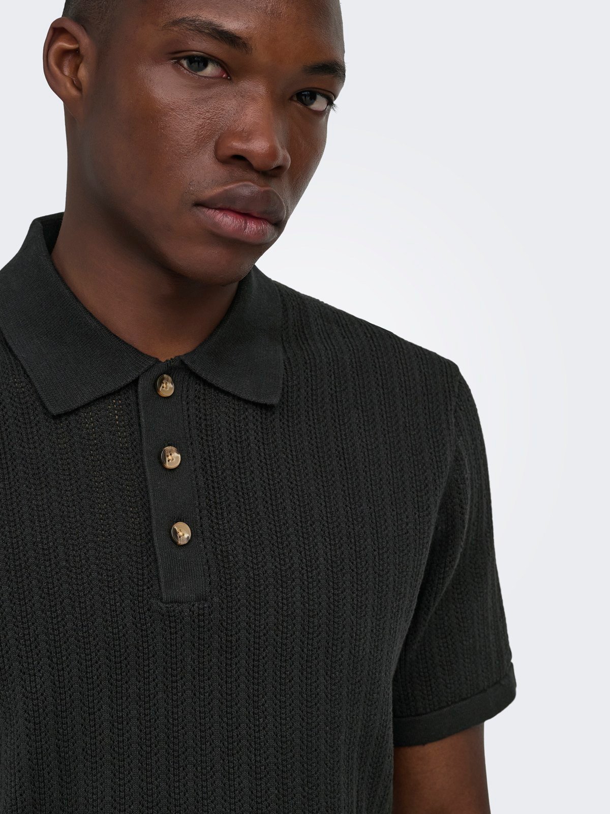ONSMOON REG 12 SS POLO KNIT NOOS Black