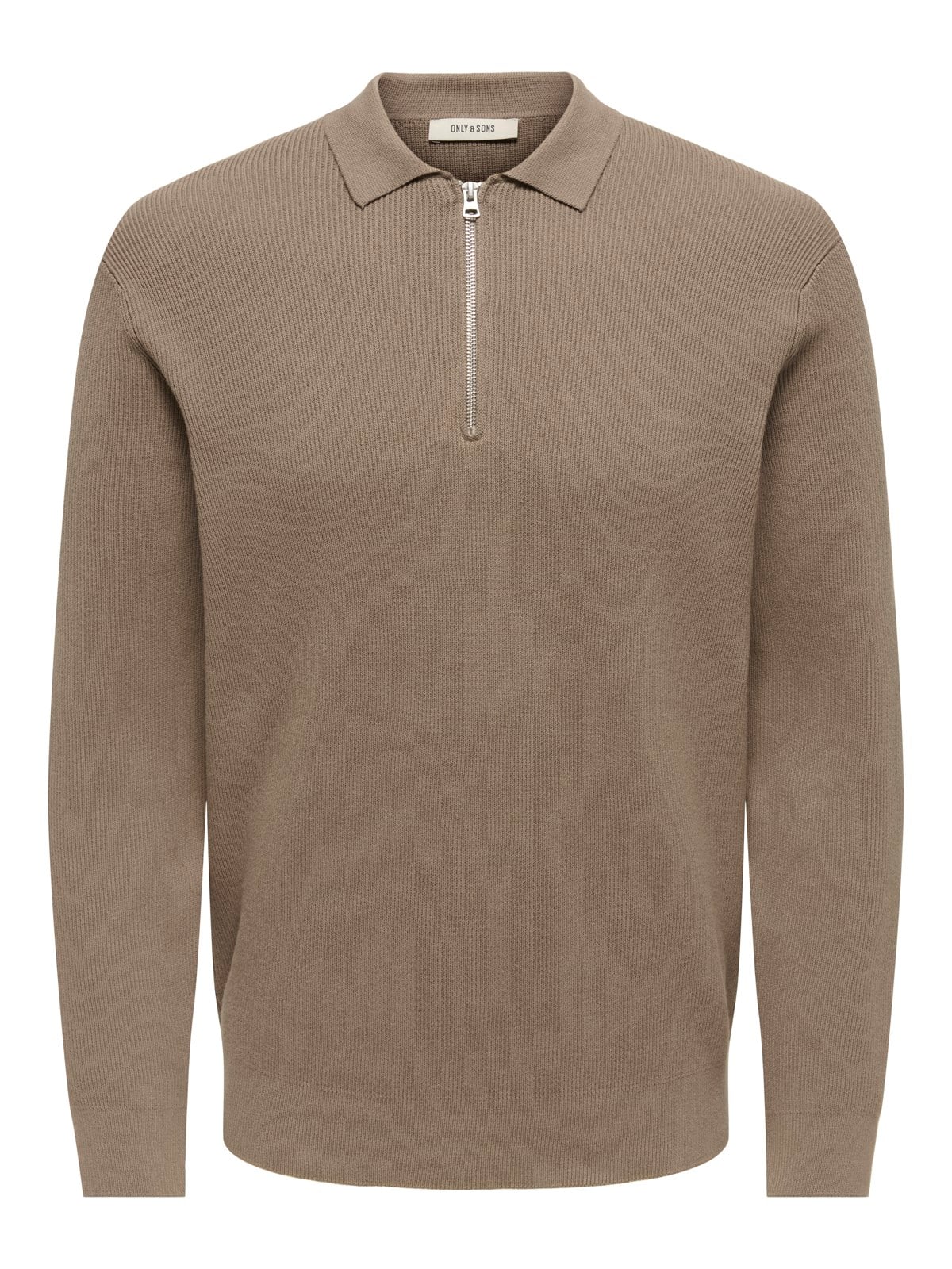ONSPHIL REG 12 HALF ZIP POLO KNIT Desert Taupe