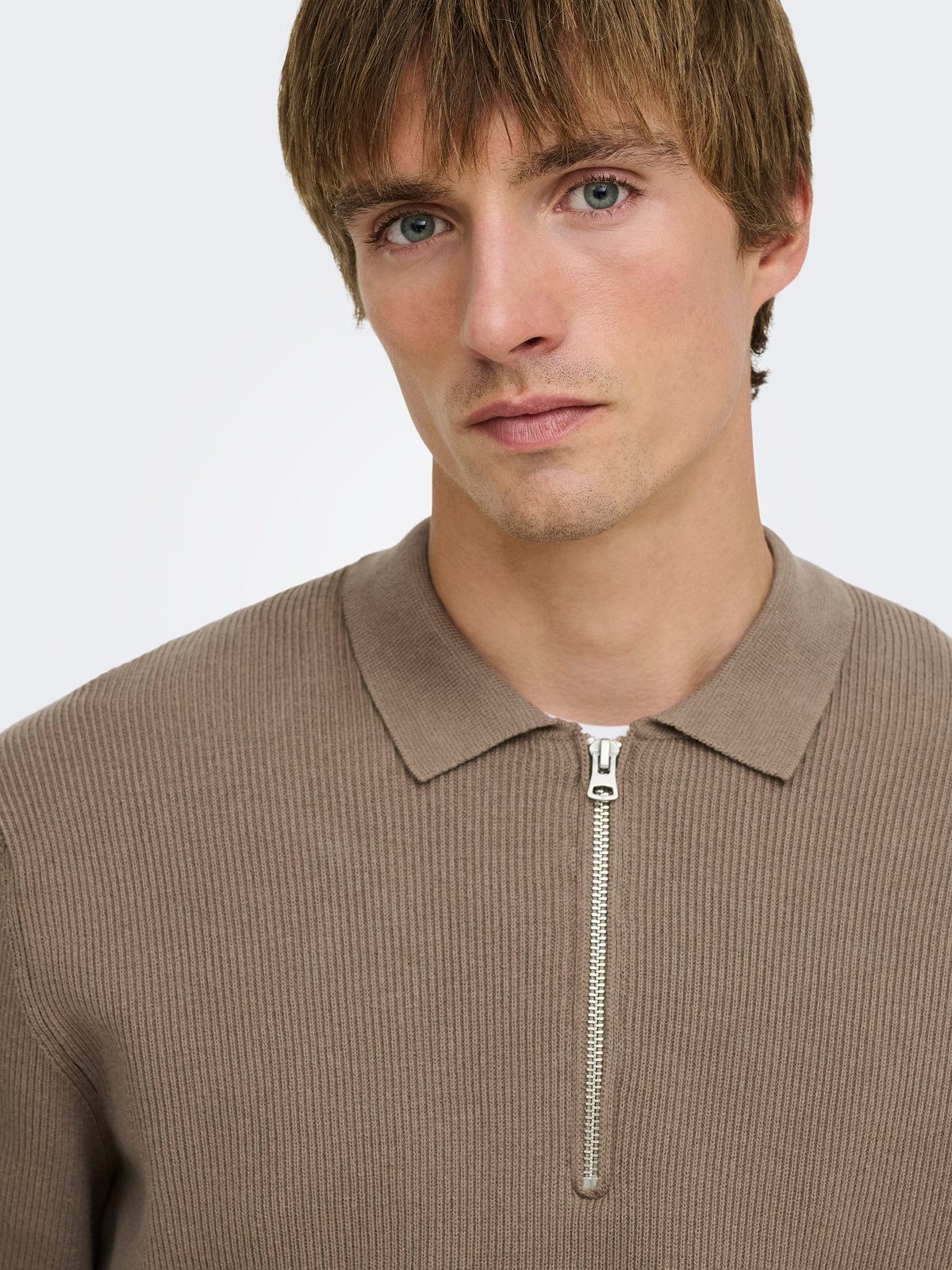 ONSPHIL REG 12 HALF ZIP POLO KNIT Desert Taupe