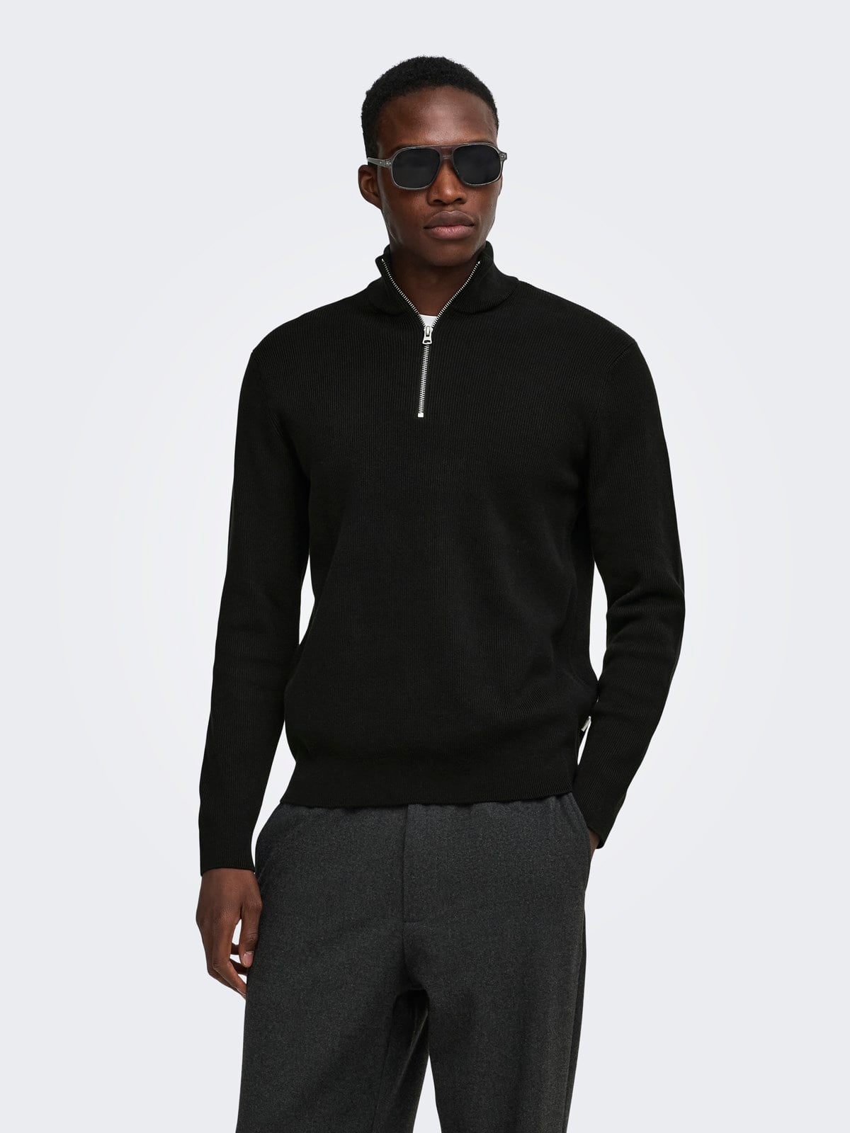 ONSPHIL REG 12 STRUC HALF ZIP KNIT NOOS Black