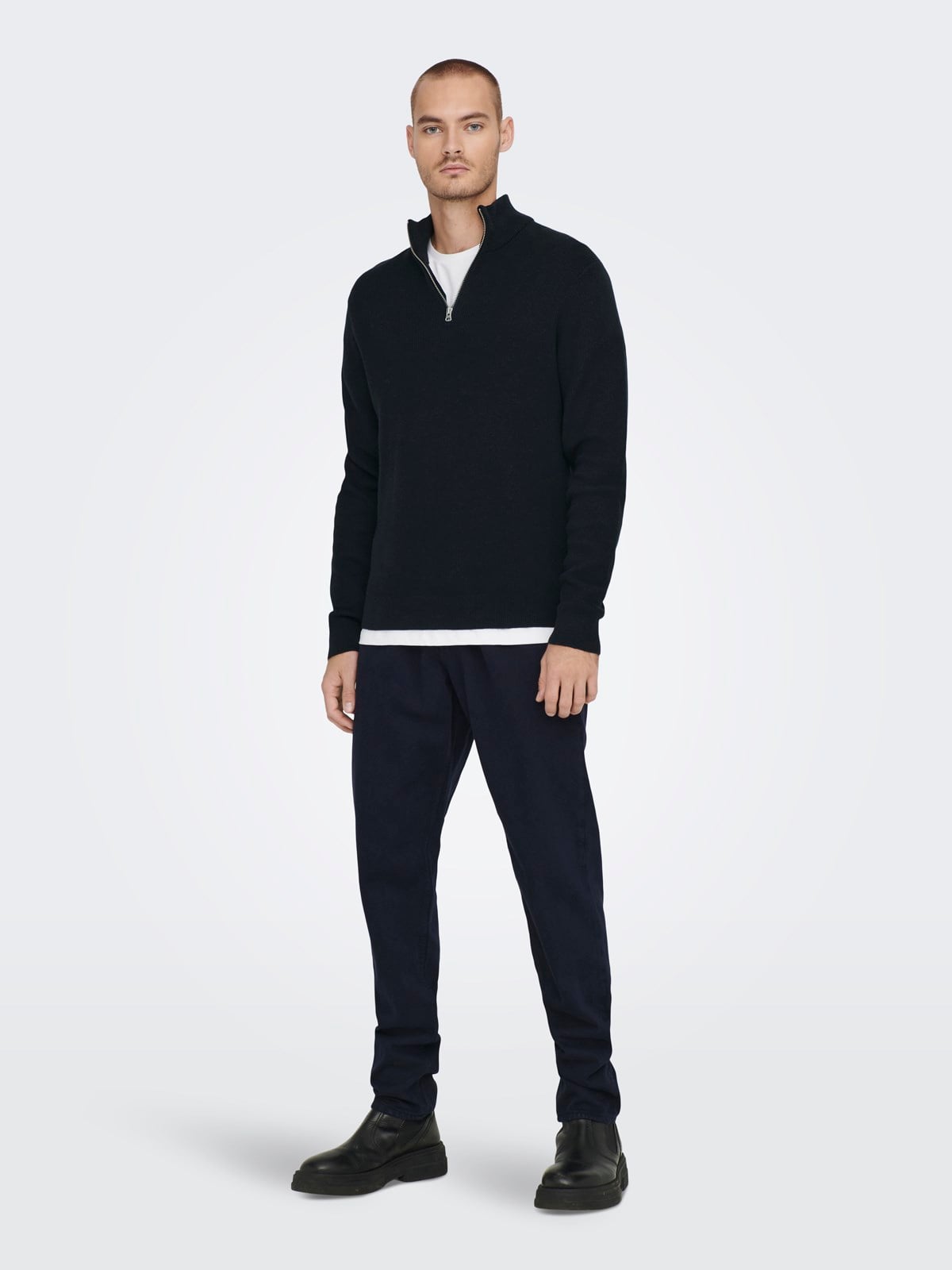 ONSPHIL REG 12 STRUC HALF ZIP KNIT NOOS DARK NAVY