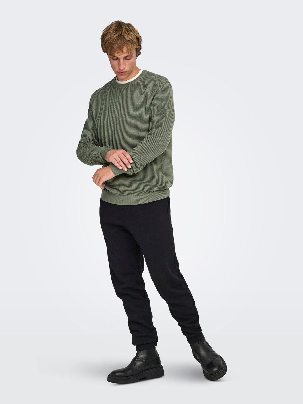 ONSRON REG LS CREW NECK KNIT NOOS Castor Gray