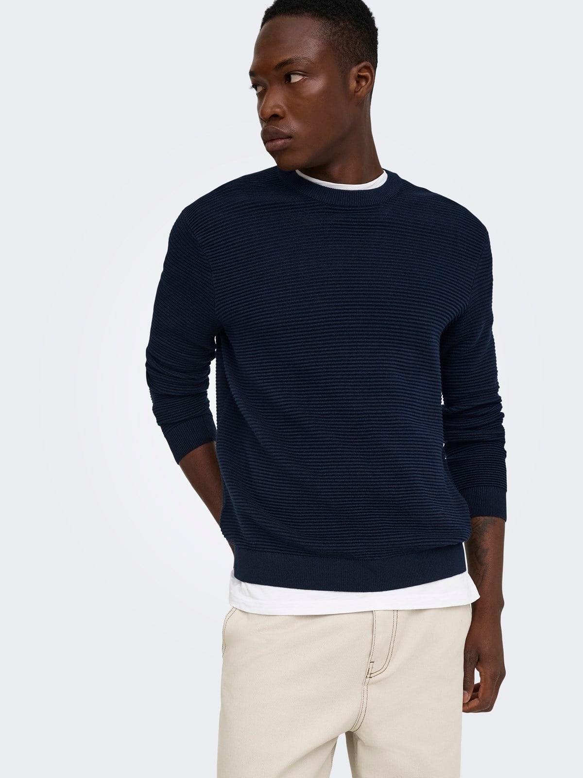 ONSRON REG LS CREW NECK KNIT NOOS Dark Sapphire