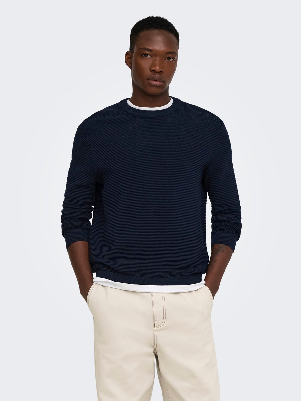 ONSRON REG LS CREW NECK KNIT NOOS Dark Sapphire