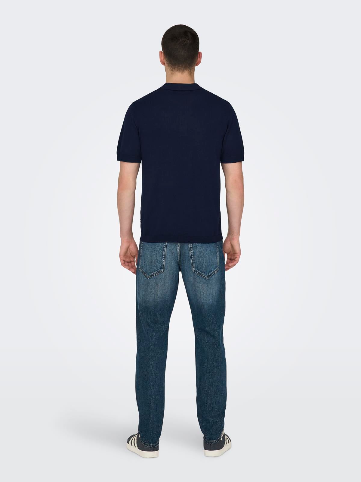 ONSWYLER REG 14 SS POLO KNIT NOOS DARK NAVY