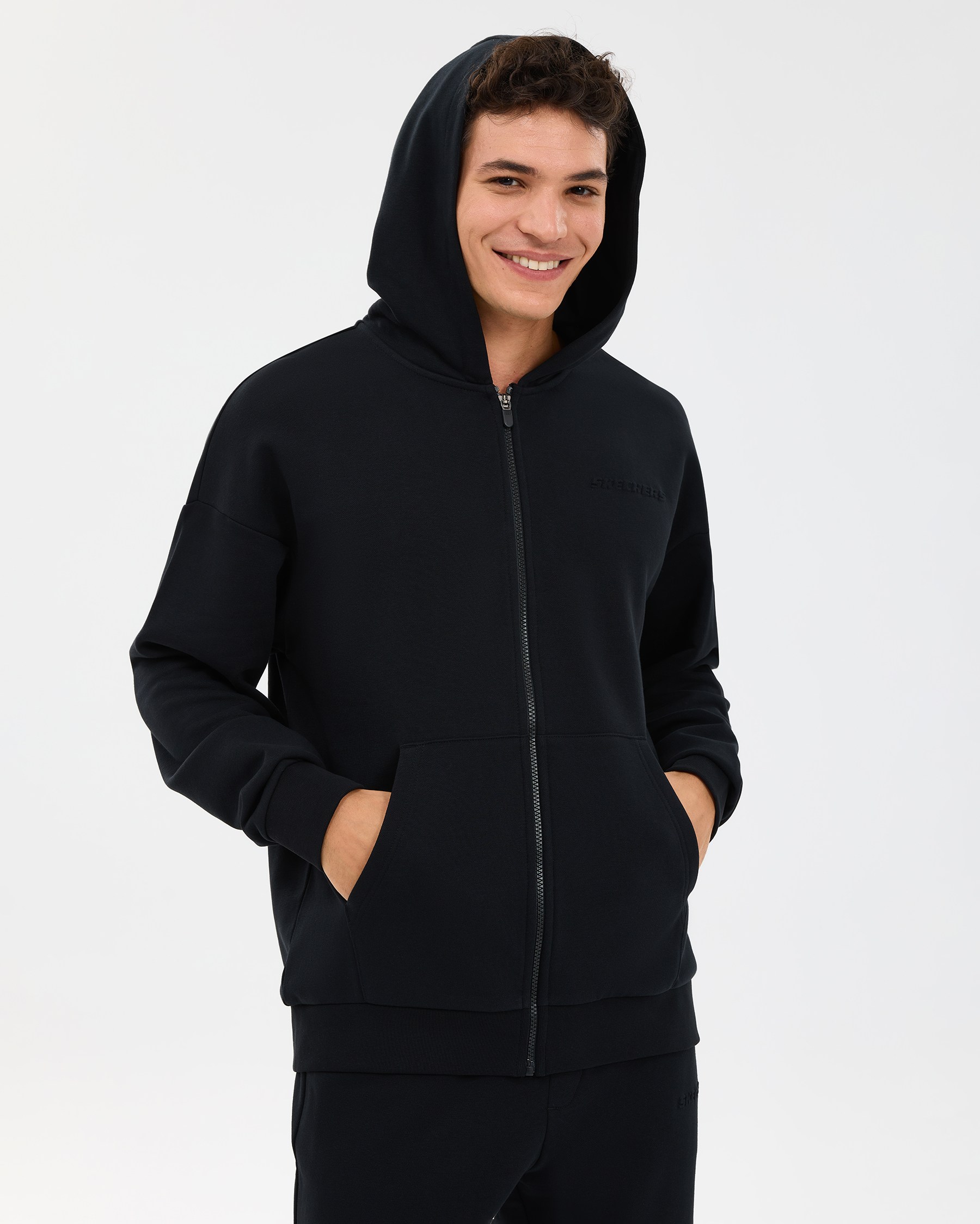 Skechers M Essential Full Zip Hoodie Sweatshirt Black