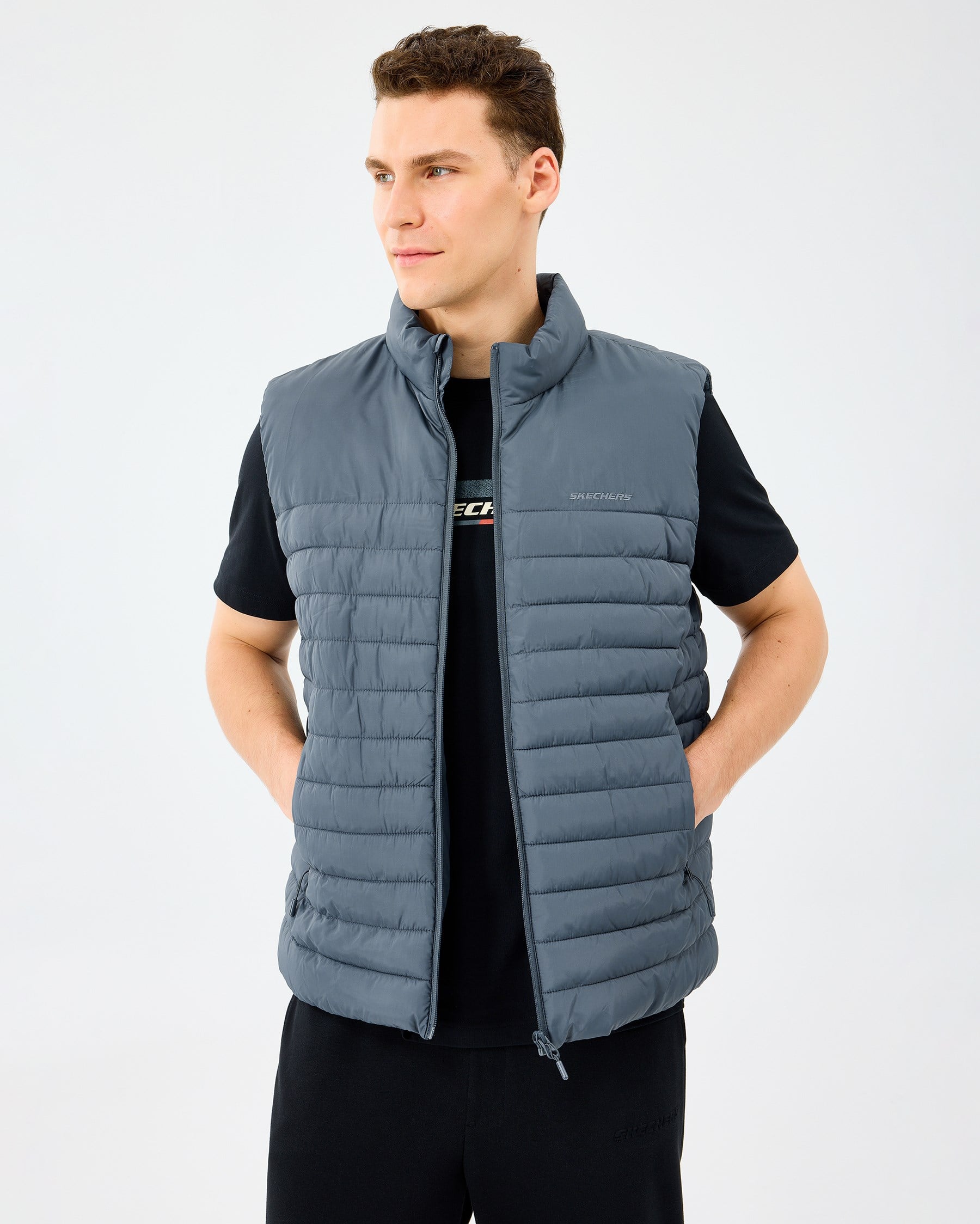 Skechers M Outerwear Polar Lining Paded Vest Gray
