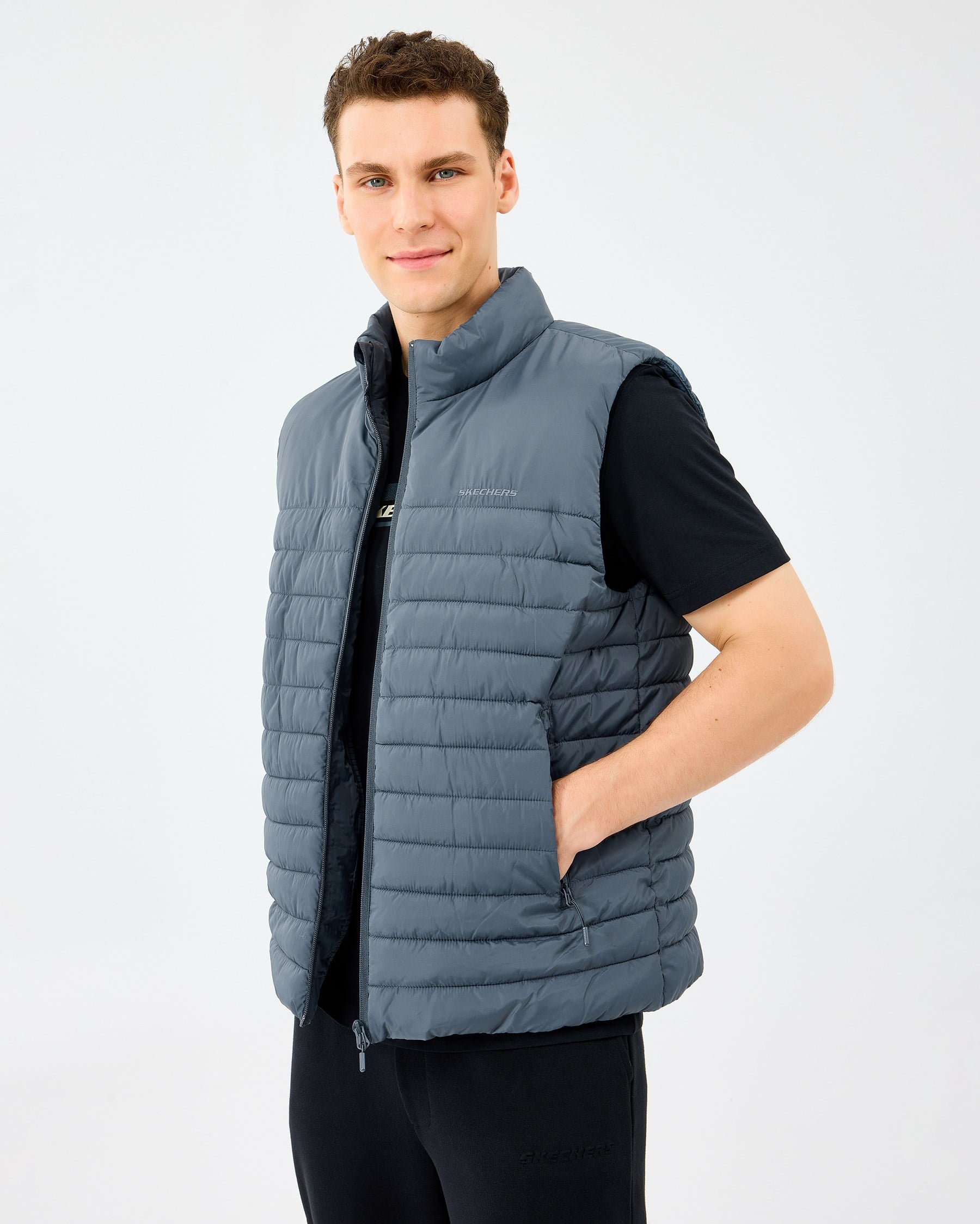 Skechers M Outerwear Polar Lining Paded Vest Gray