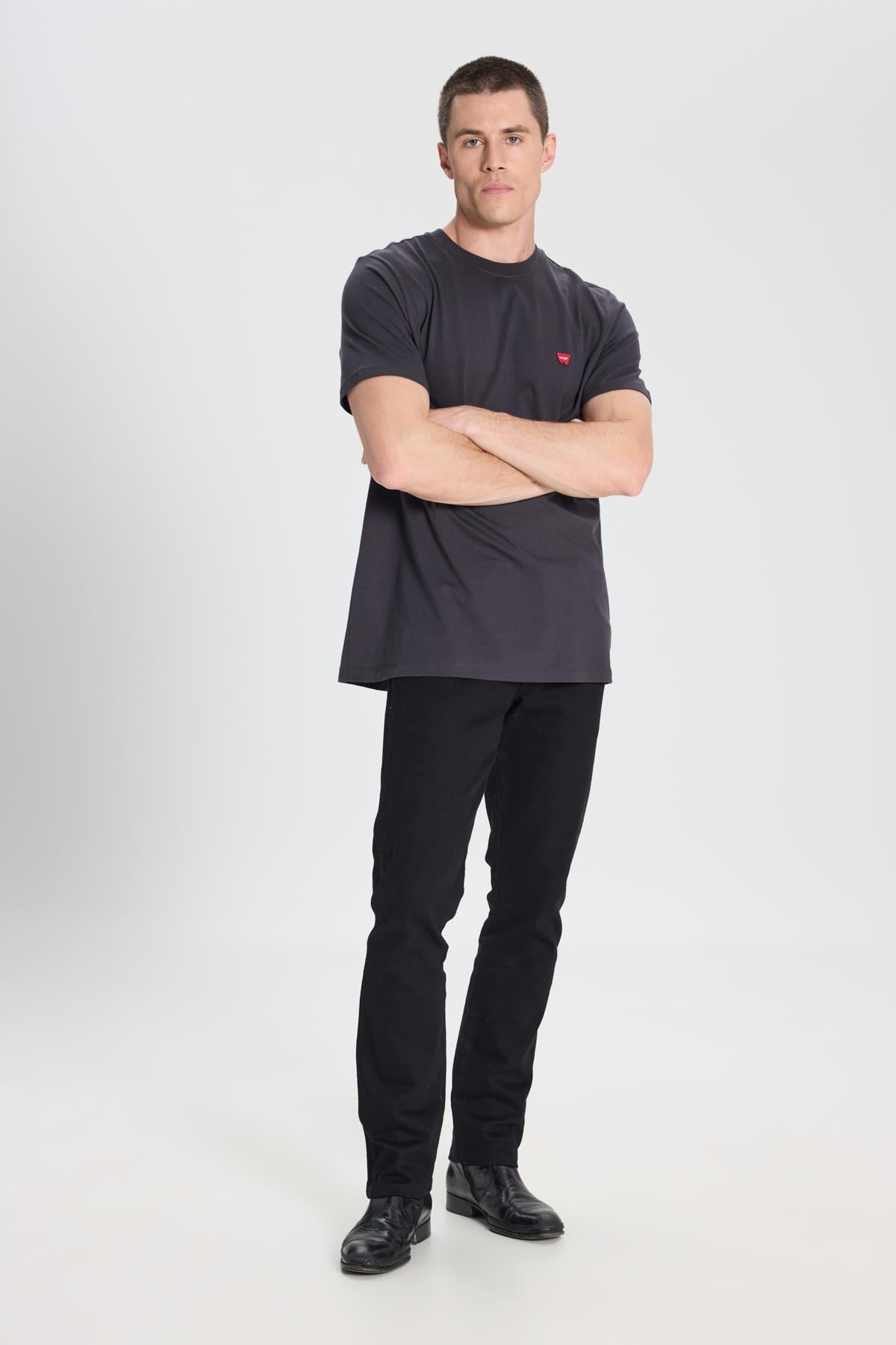 Bisiklet Yaka T-shirt Faded Black