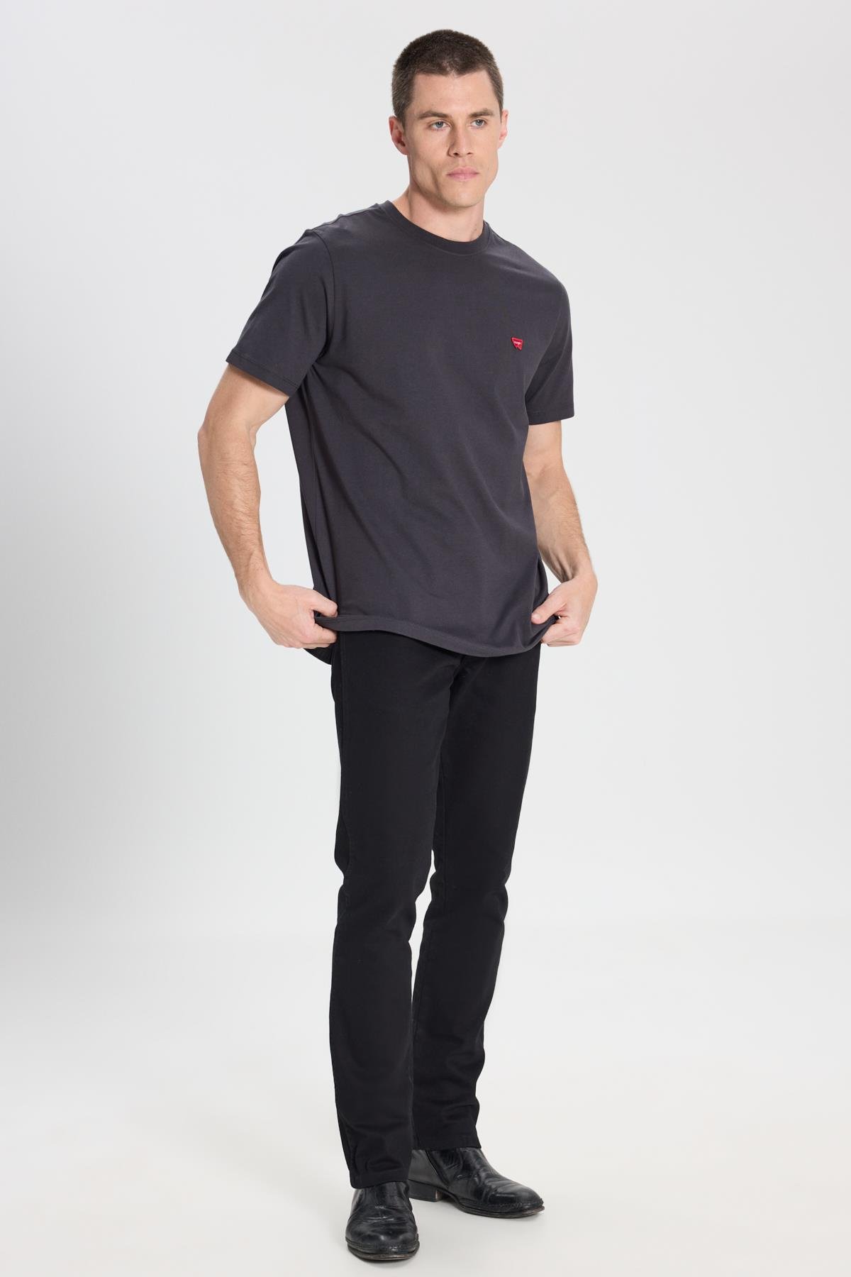 Bisiklet Yaka T-shirt Faded Black