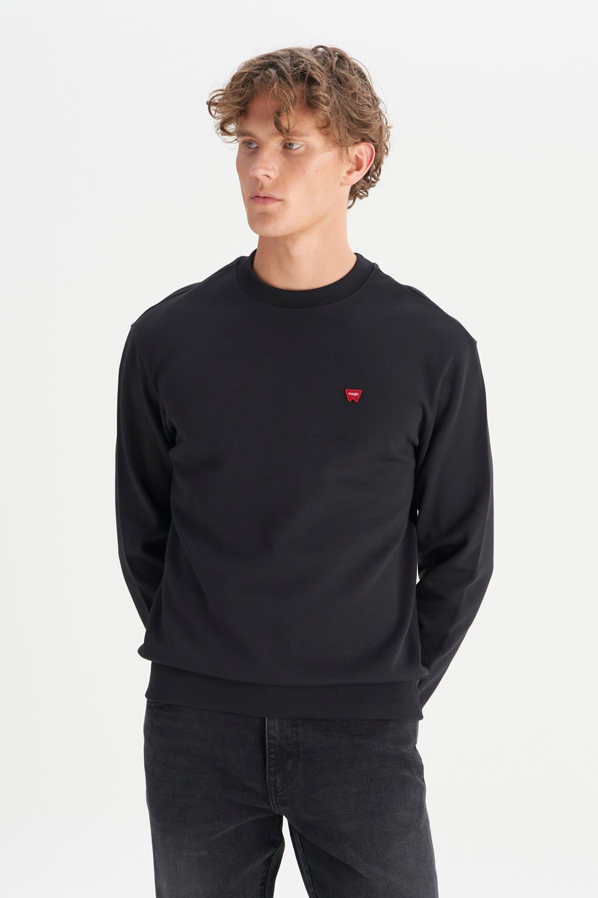 Erkek Patch Logo Sweatshirt Black