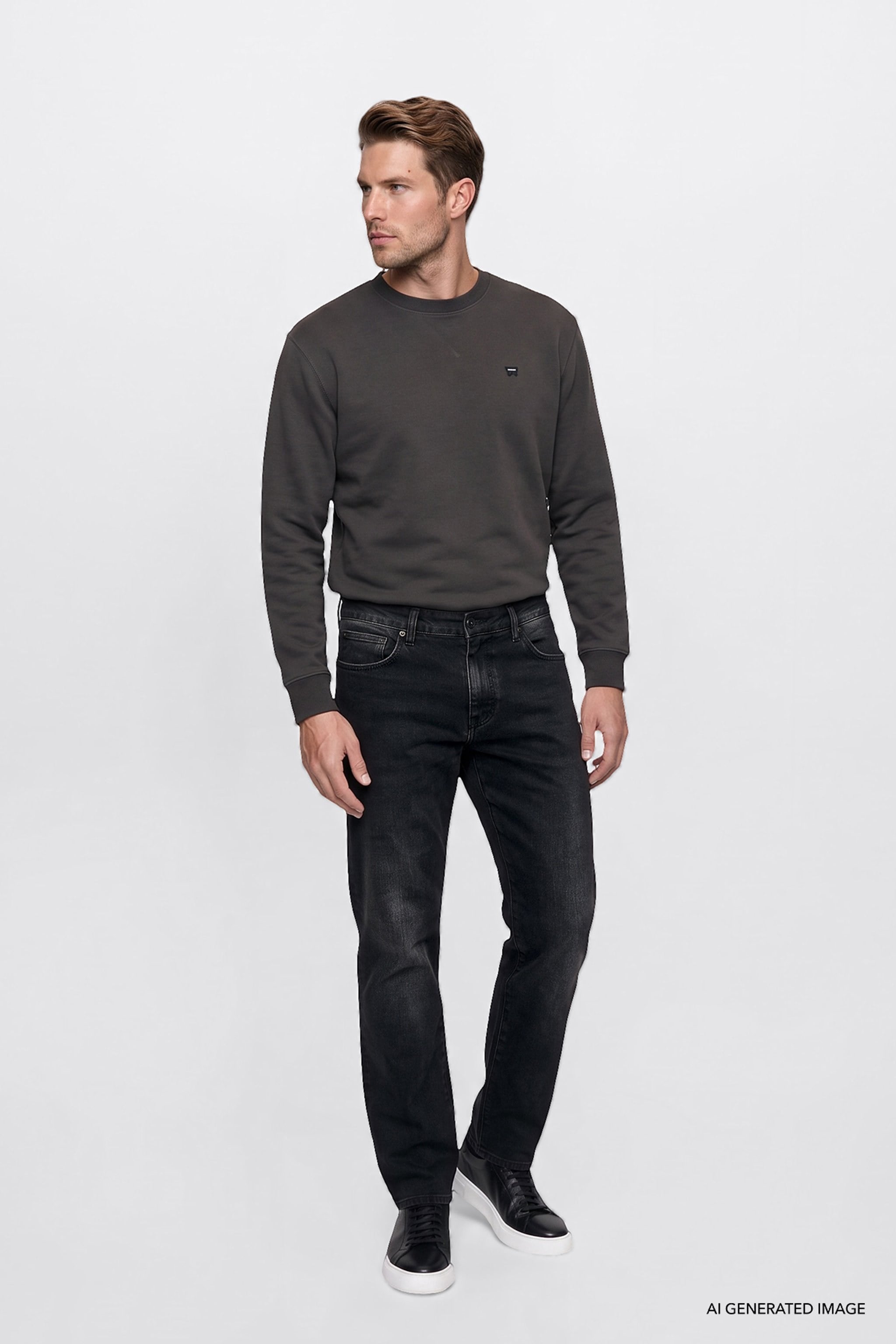 Erkek Patch Logo Sweatshirt FadedBlack
