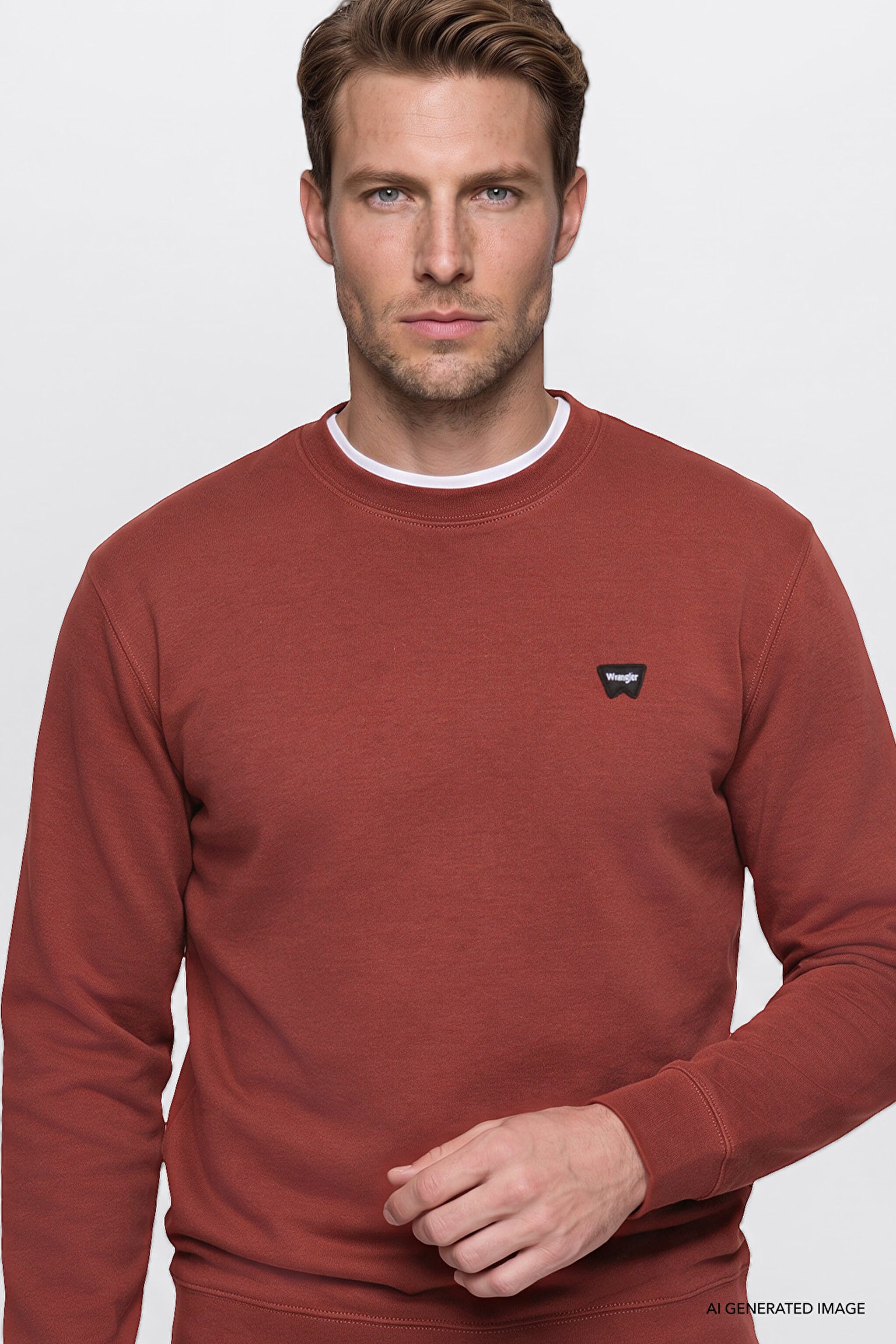 Erkek Patch Logo Sweatshirt Fired Brick