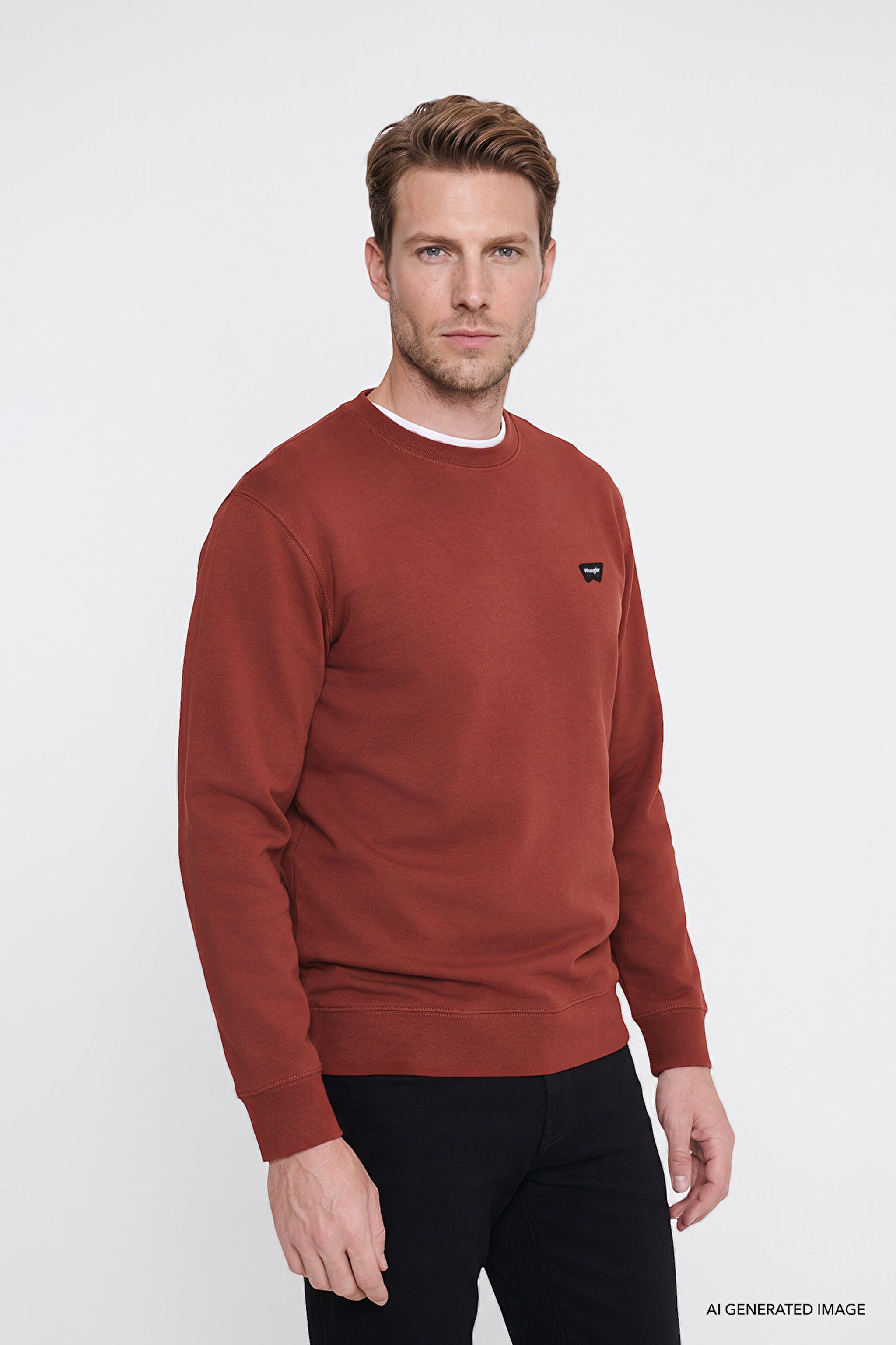 Erkek Patch Logo Sweatshirt Fired Brick