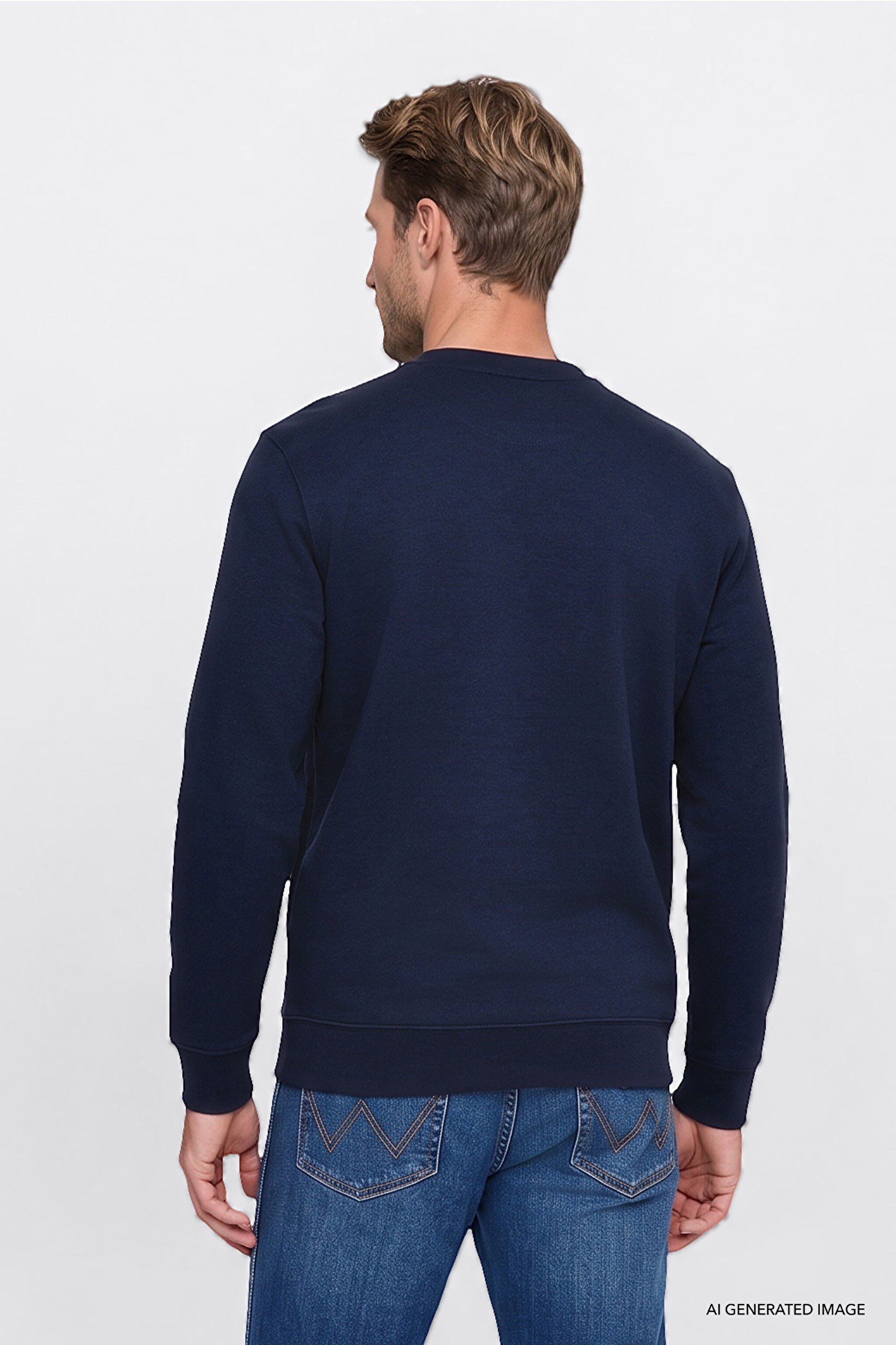 Erkek Patch Logo Sweatshirt Navy