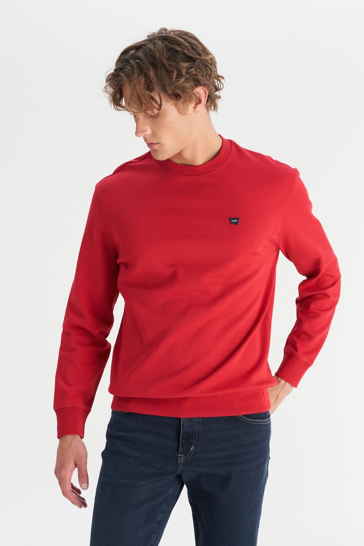 Erkek Patch Logo Sweatshirt Red