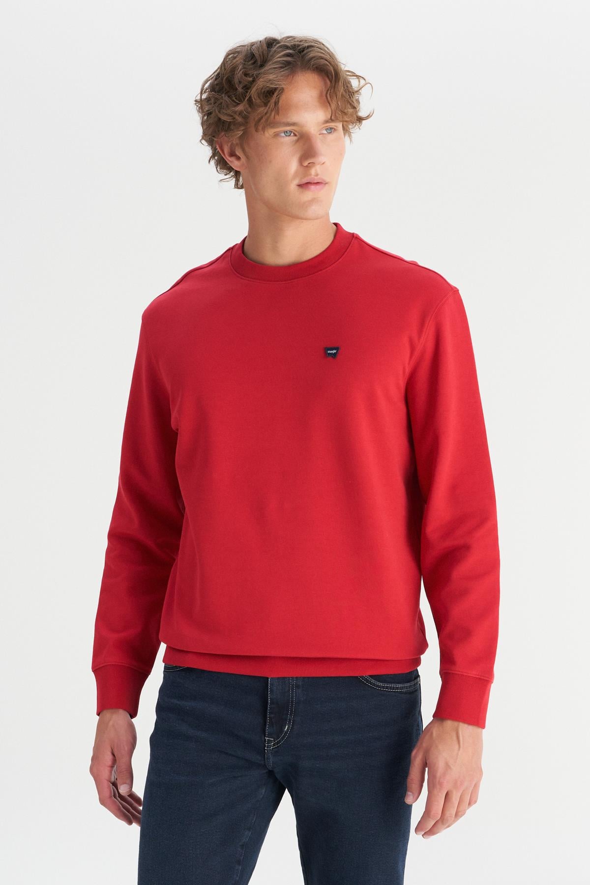 Erkek Patch Logo Sweatshirt Red