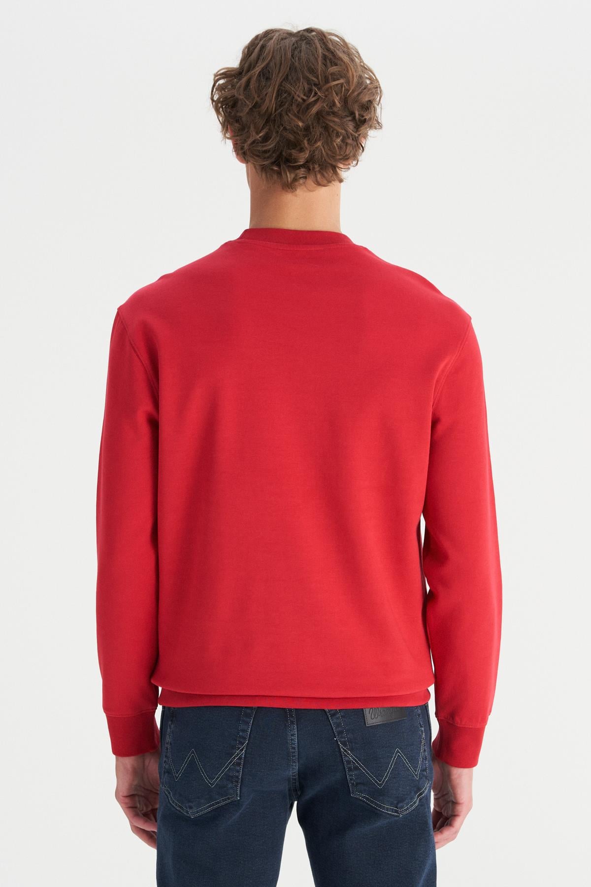 Erkek Patch Logo Sweatshirt Red