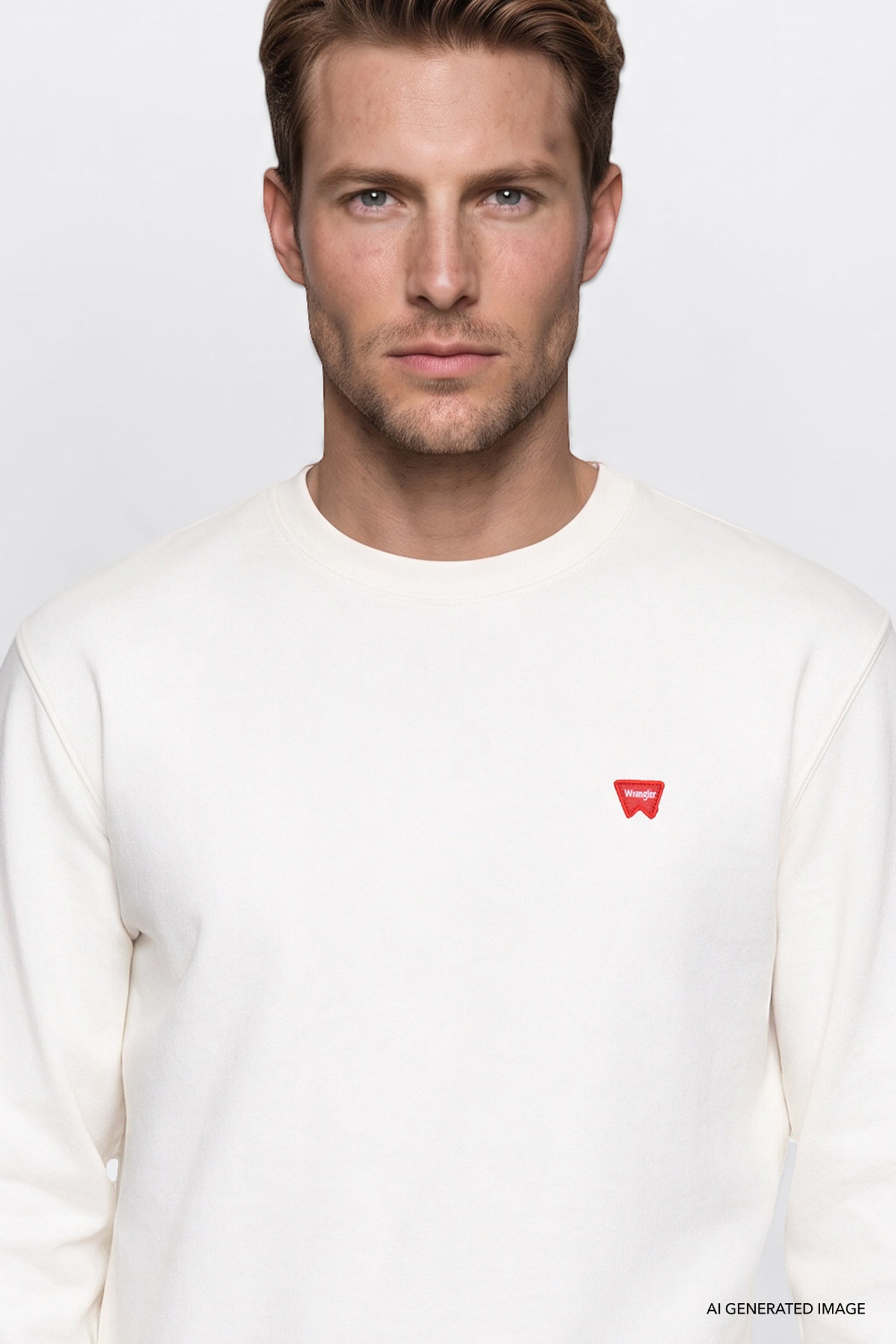 Erkek Patch Logo Sweatshirt Worn White