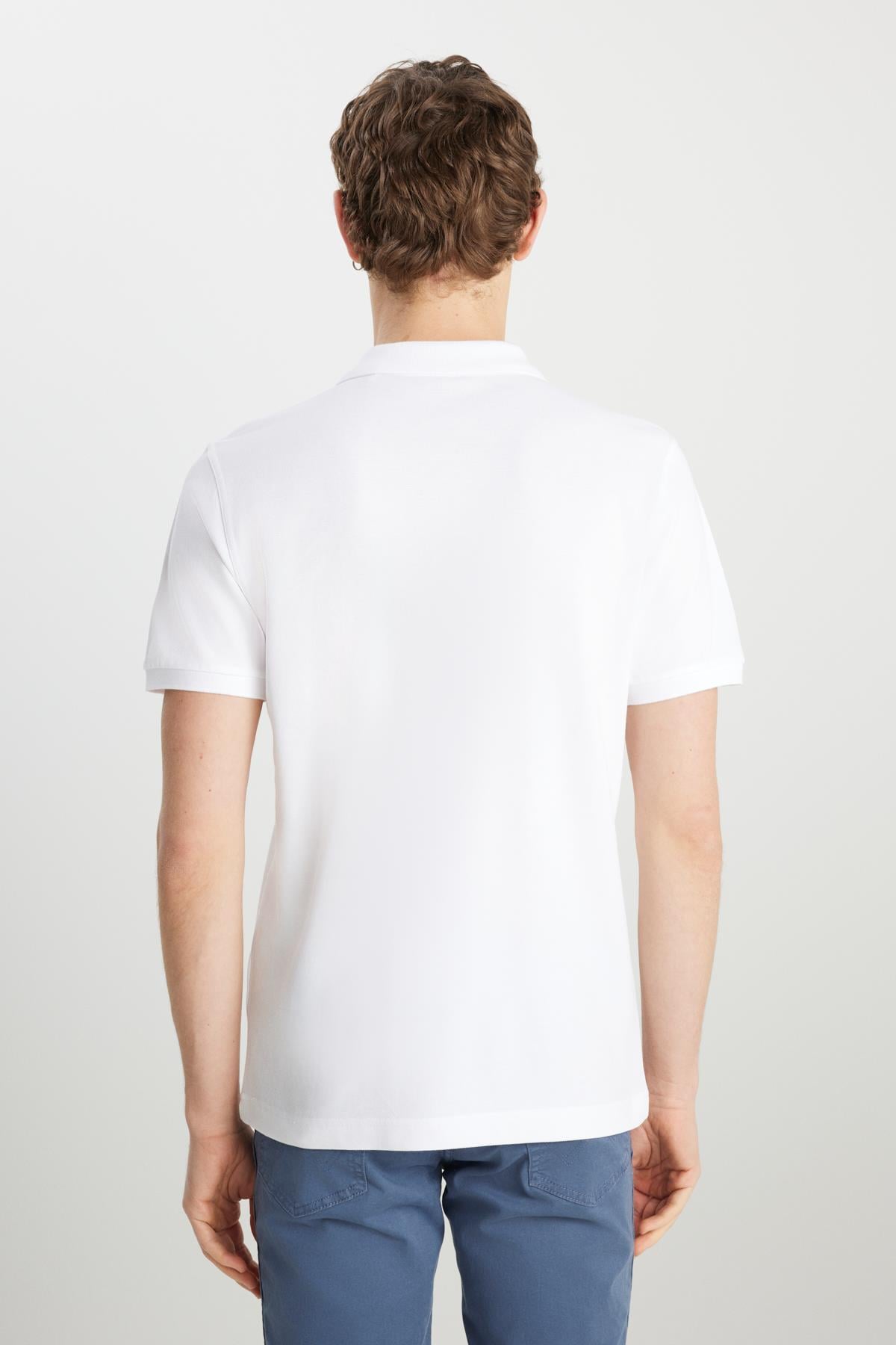 Erkek Regular Fit Polo T-shirt White