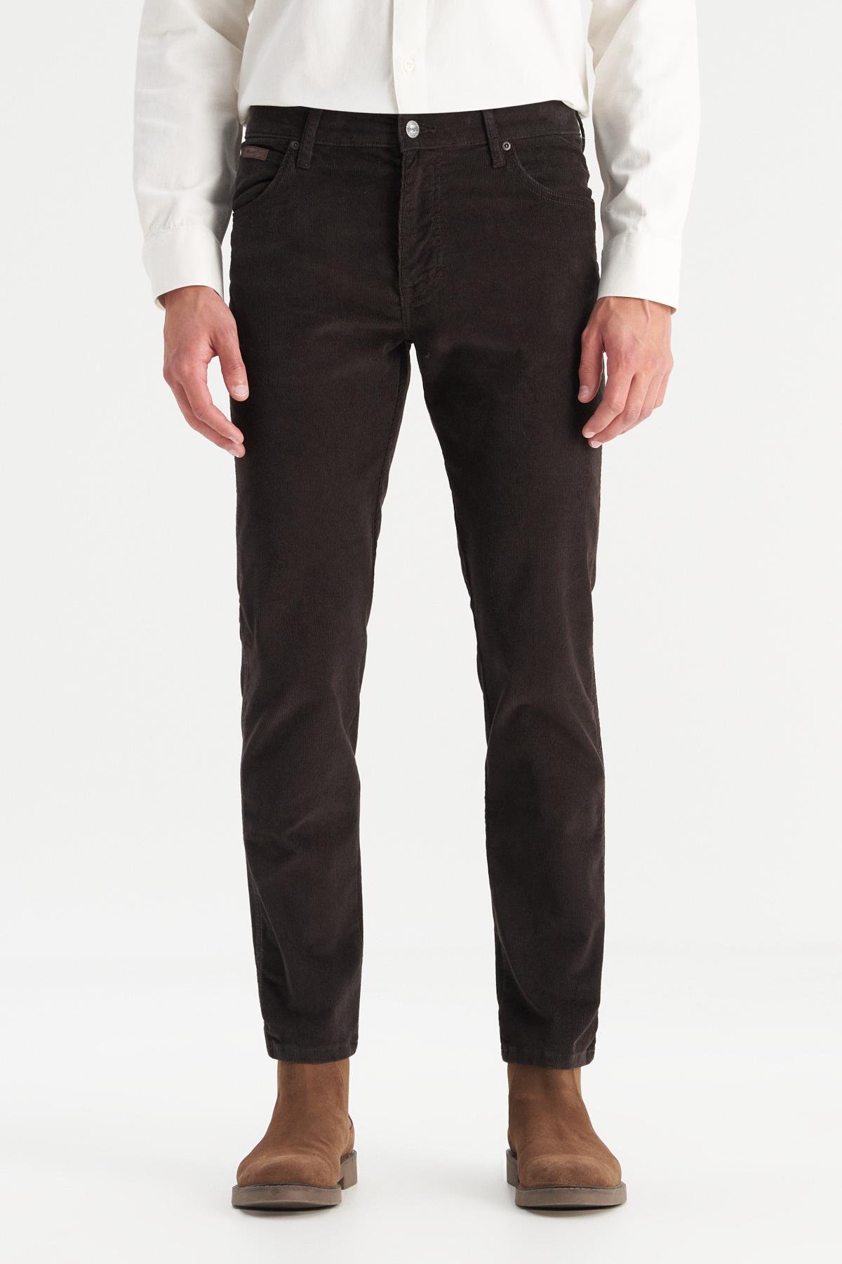 Erkek Texas Slim Kadife Pantolon Coffee Bean