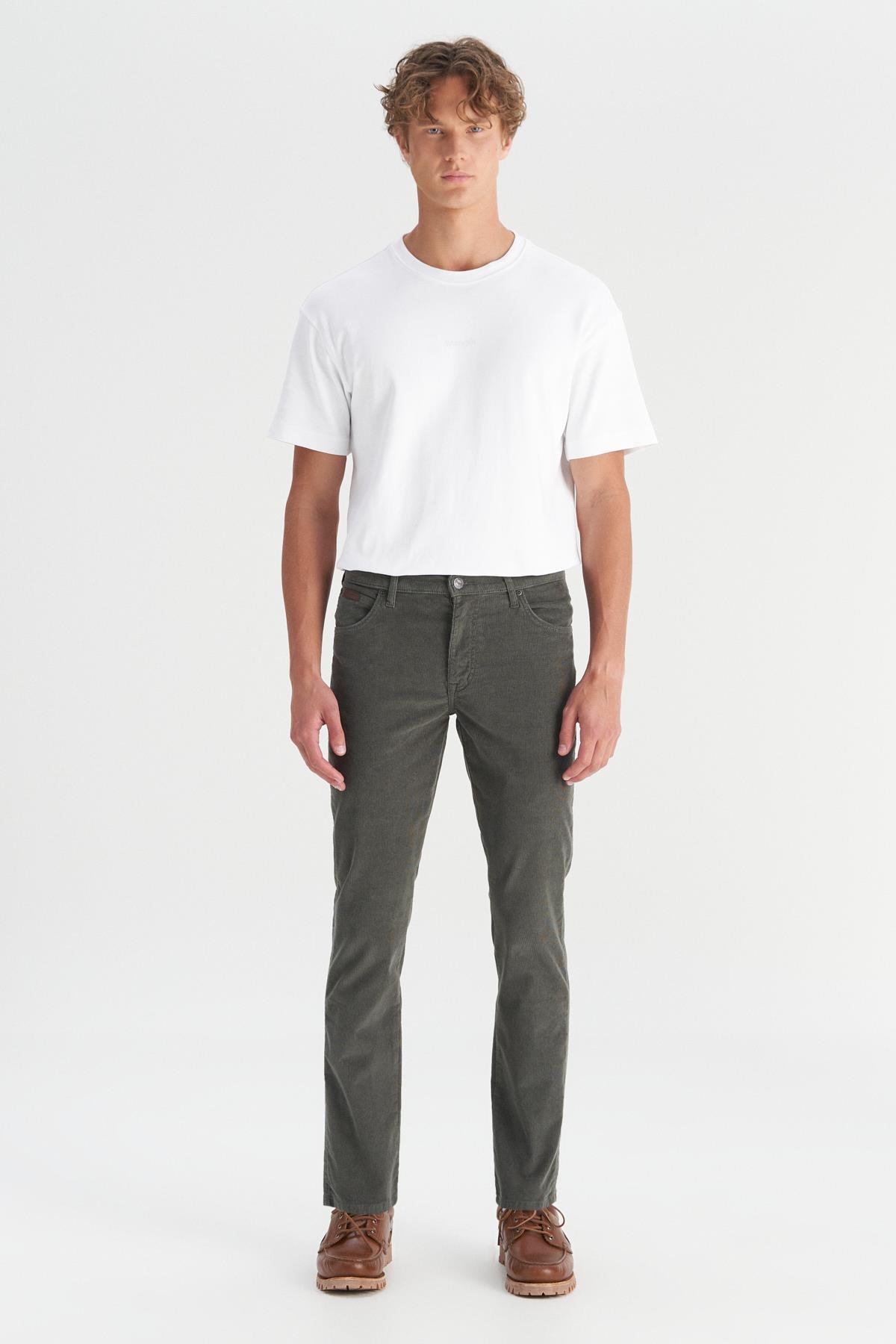 Erkek Texas Slim Kadife Pantolon Green