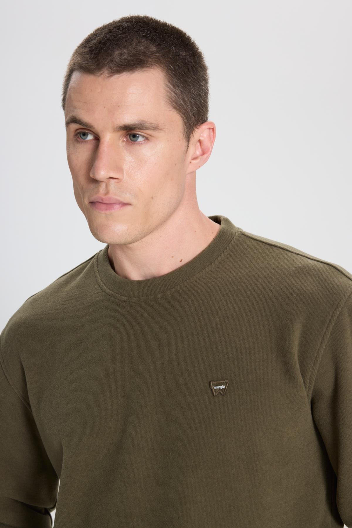 Selanik Bisiklet Yaka Sweatshirt KHAKI