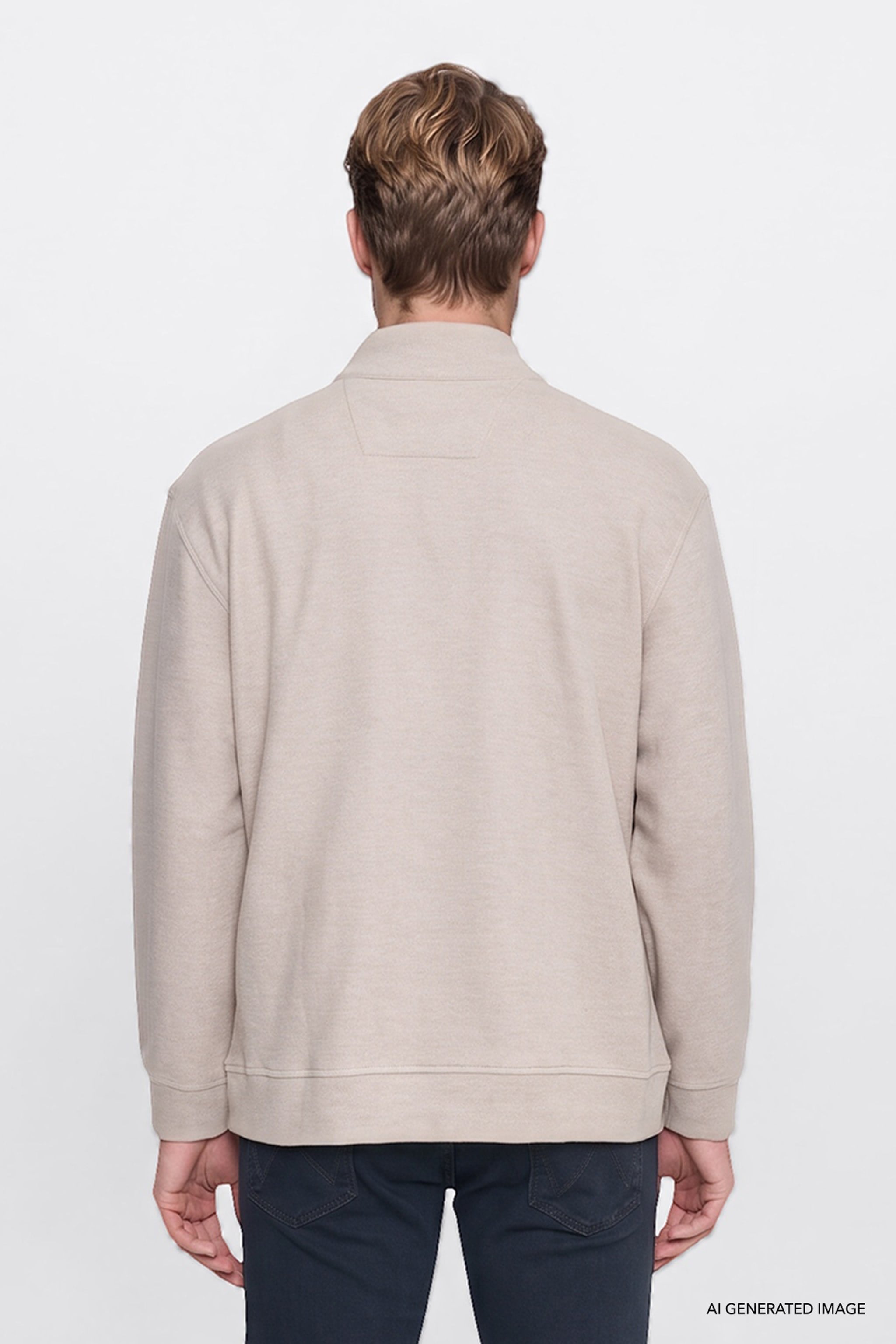 Selanik Half Zip Sweatshirt Beige Melange
