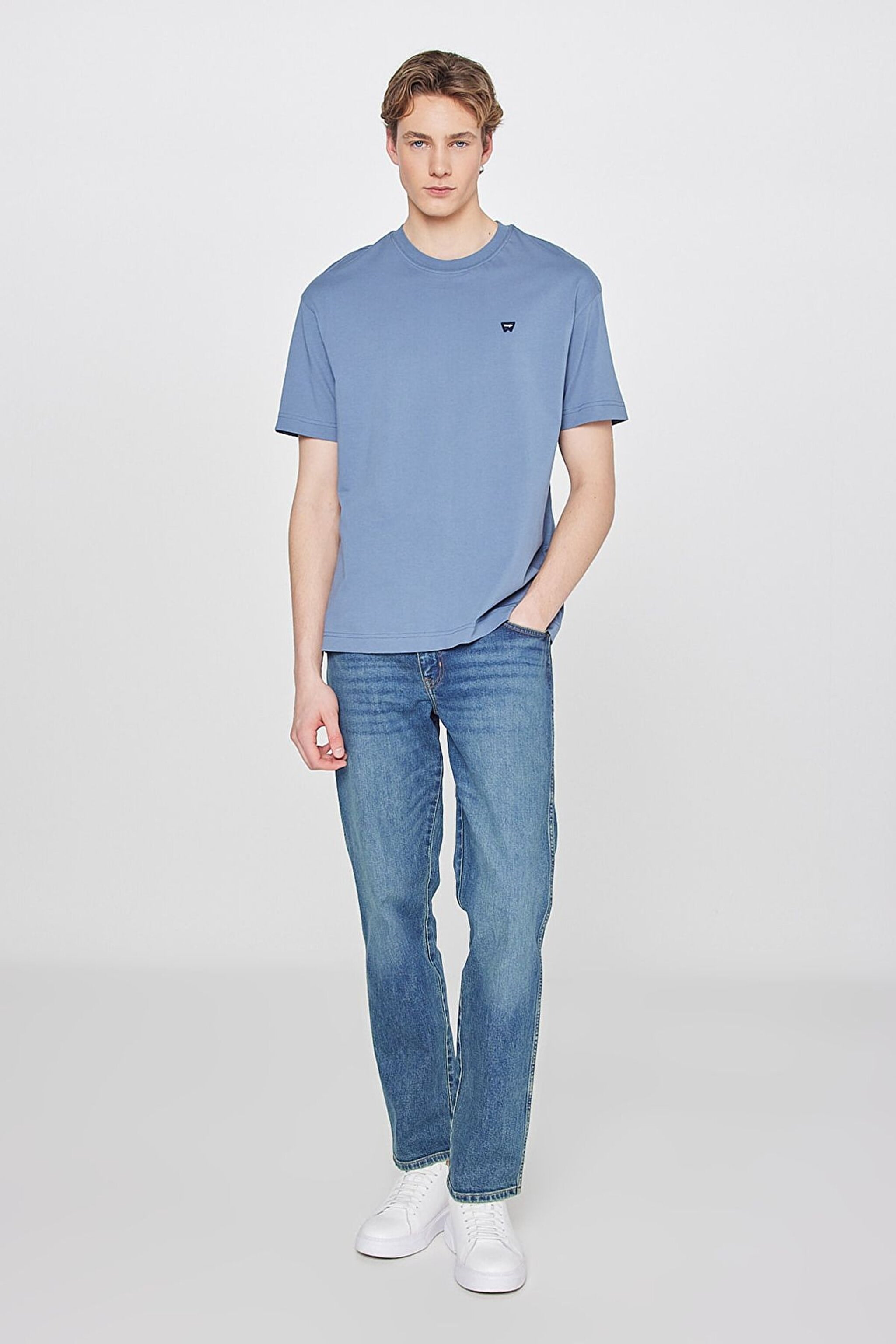 Small Logo Bisiklet Yaka T-shirt Dusty Blue
